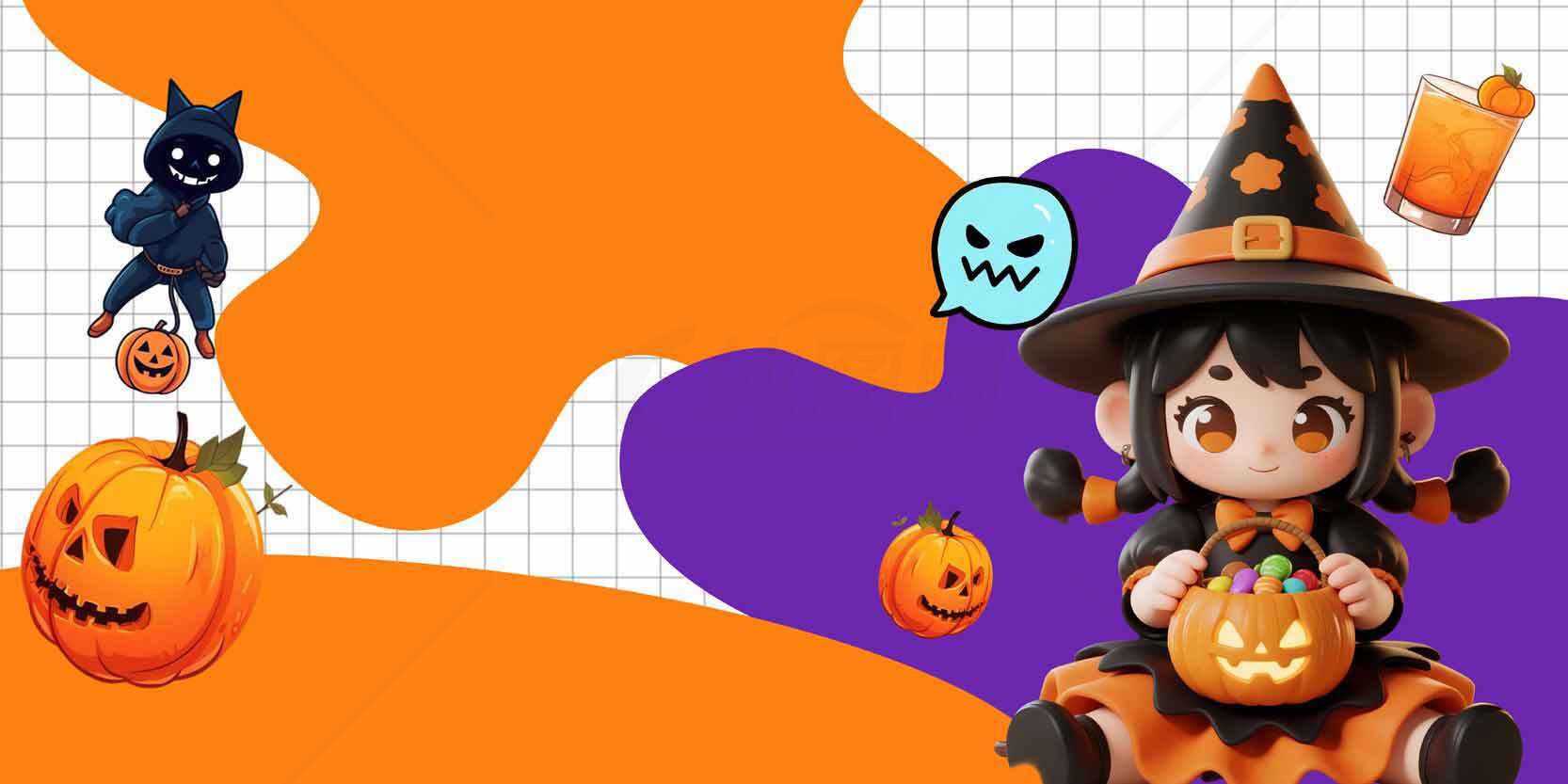 万圣节主题装饰与南瓜灯创意设计素材