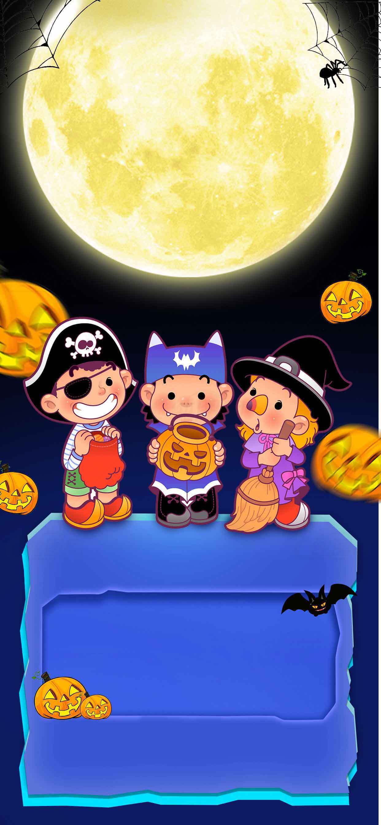 万圣节儿童装扮与南瓜主题背景图片素材