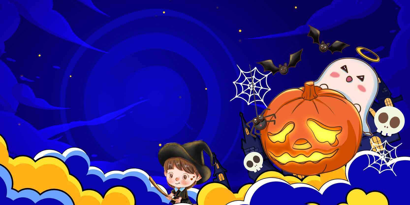 万圣节卡通夜晚背景图片素材