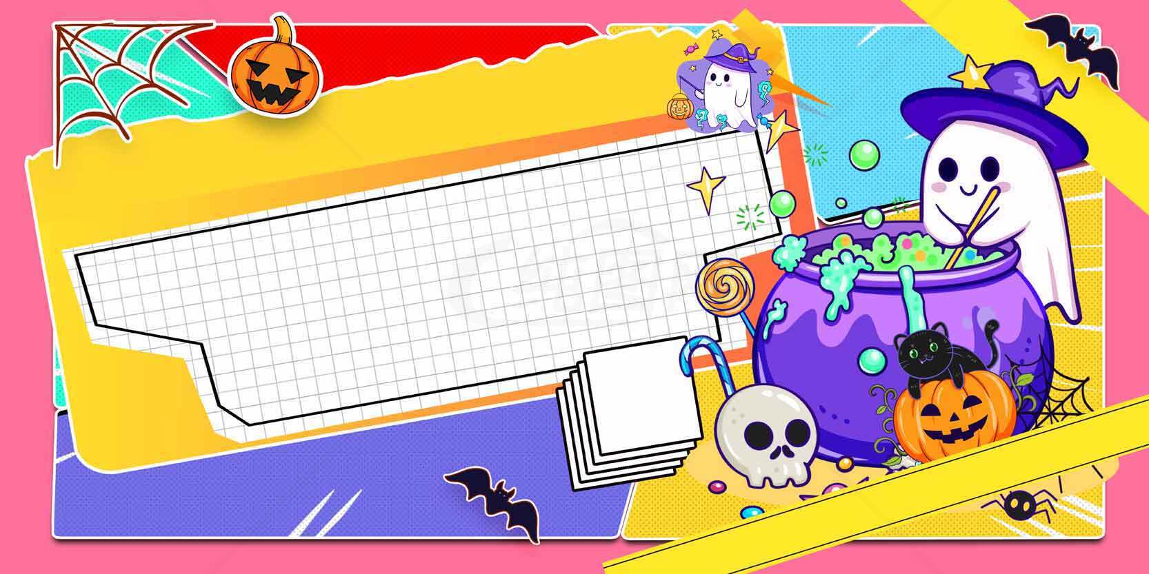 万圣节卡通风格横幅设计素材