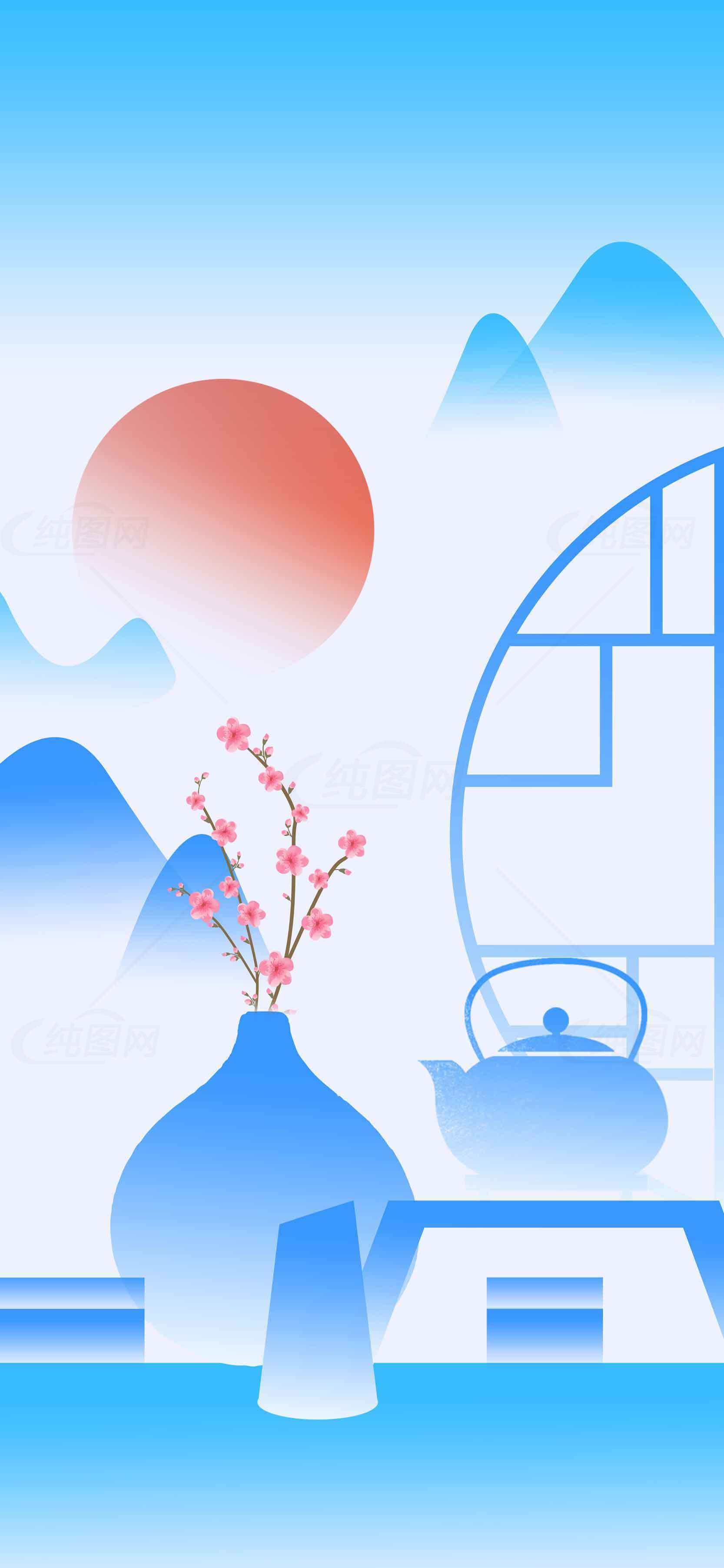 中国风山水画背景图片素材