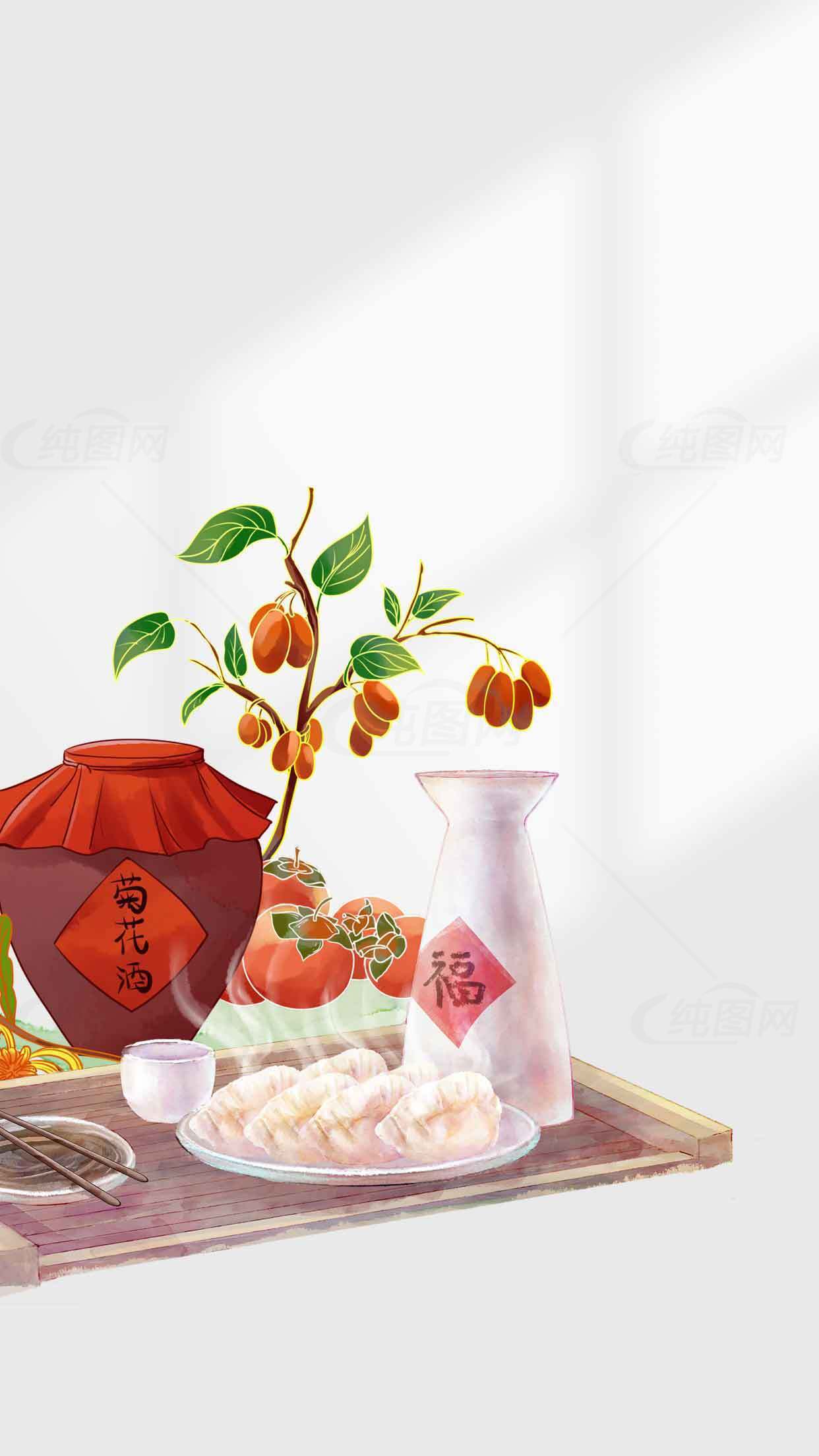 传统美食与节日氛围的完美结合——红枣与白酒的温馨画面素材
