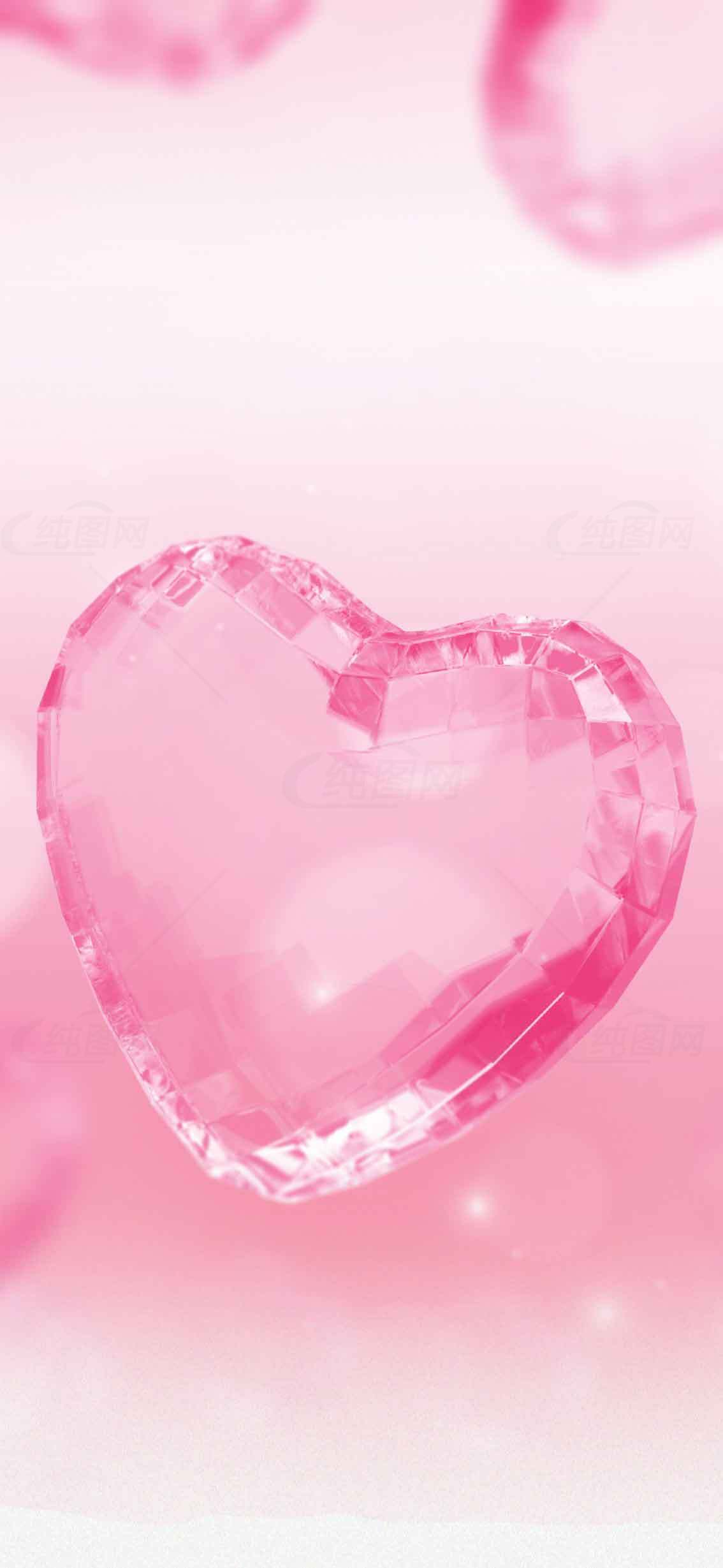 粉色水晶心形背景图片素材