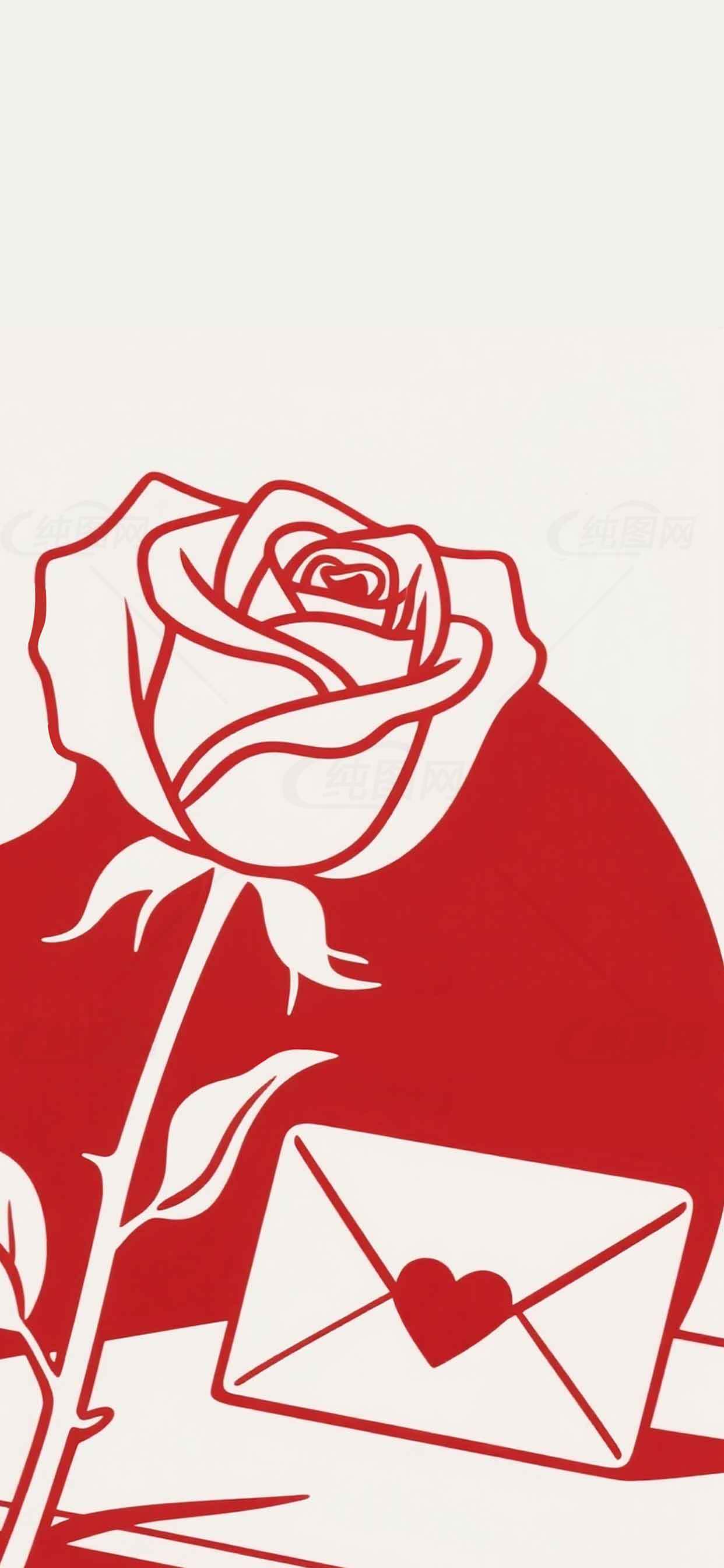 红玫瑰与情书插画设计图片素材