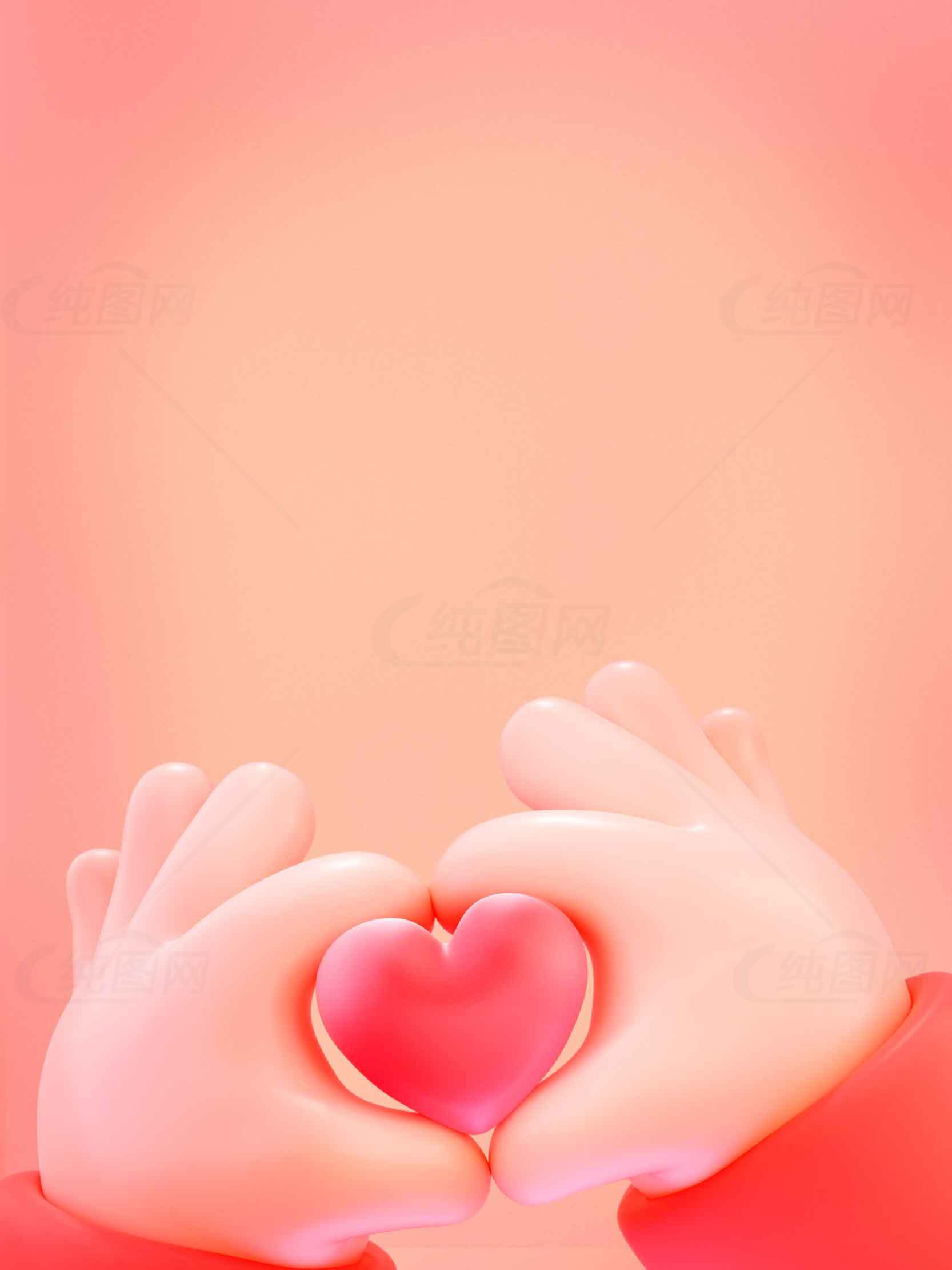 温暖粉色爱心手势图片素材