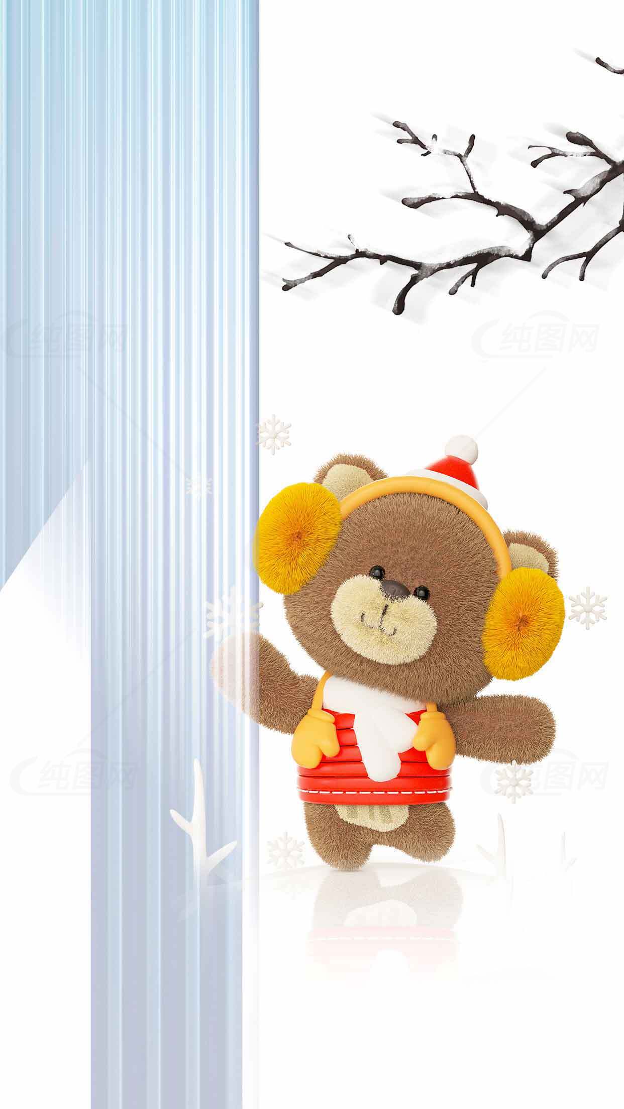 冬季可爱毛绒玩具熊图片素材