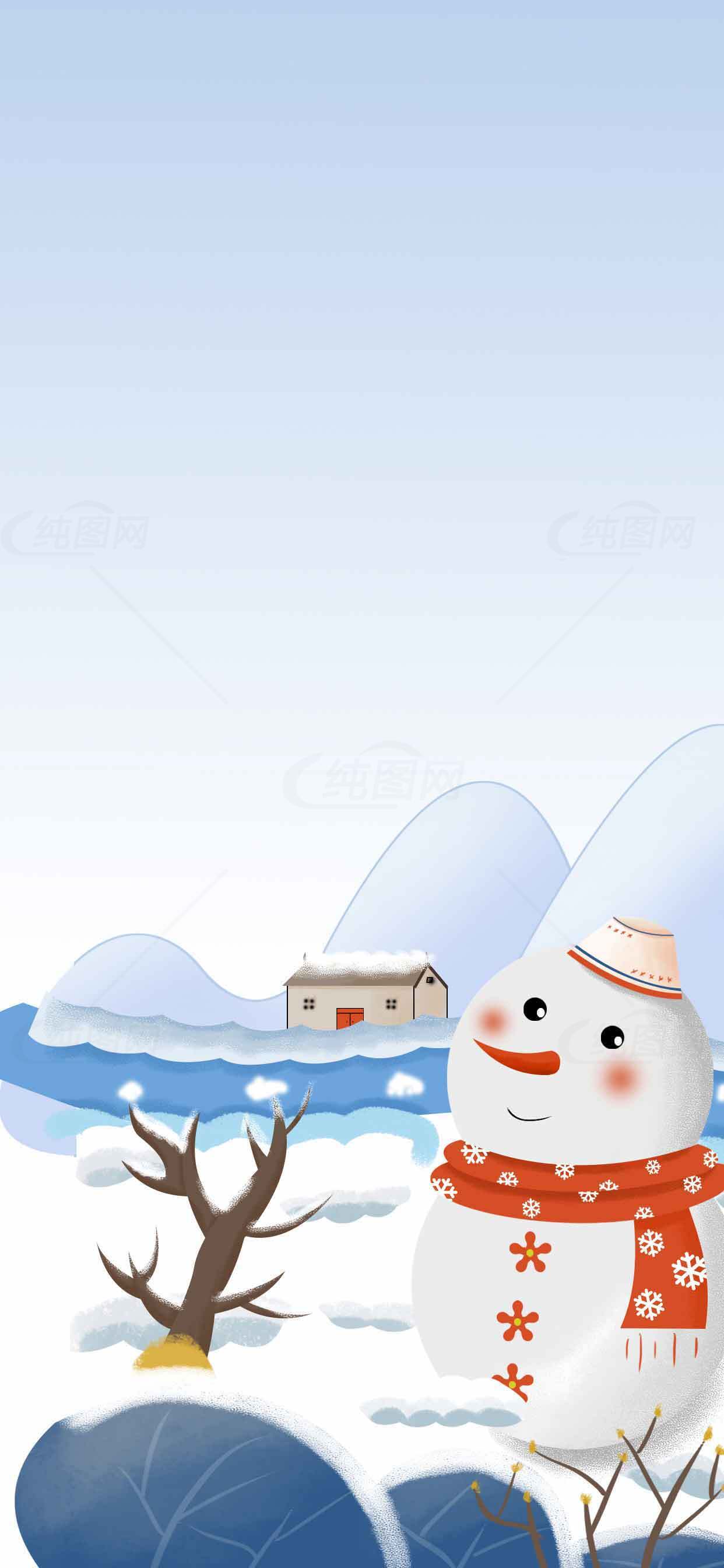 冬季雪人主题插画背景图素材