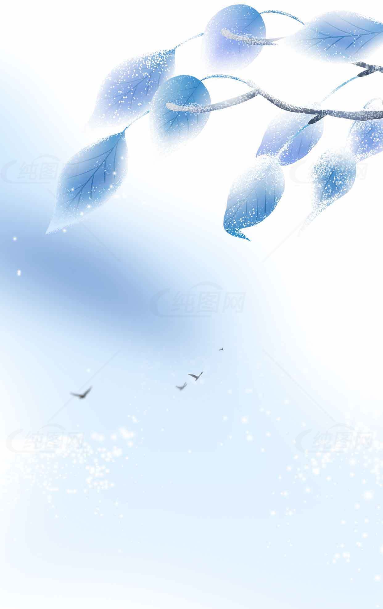 唯美蓝色叶子背景图片素材