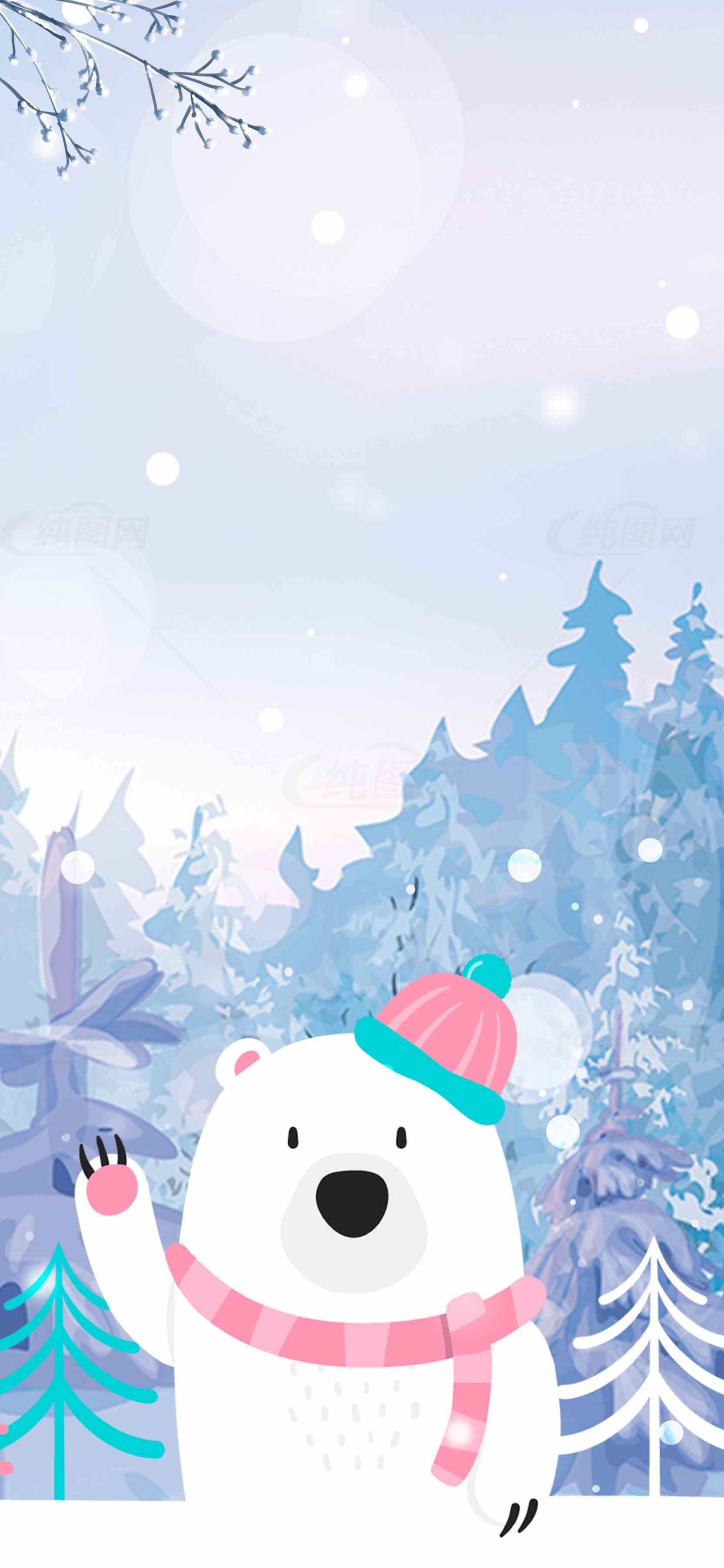 冬季可爱北极熊插画背景图片素材