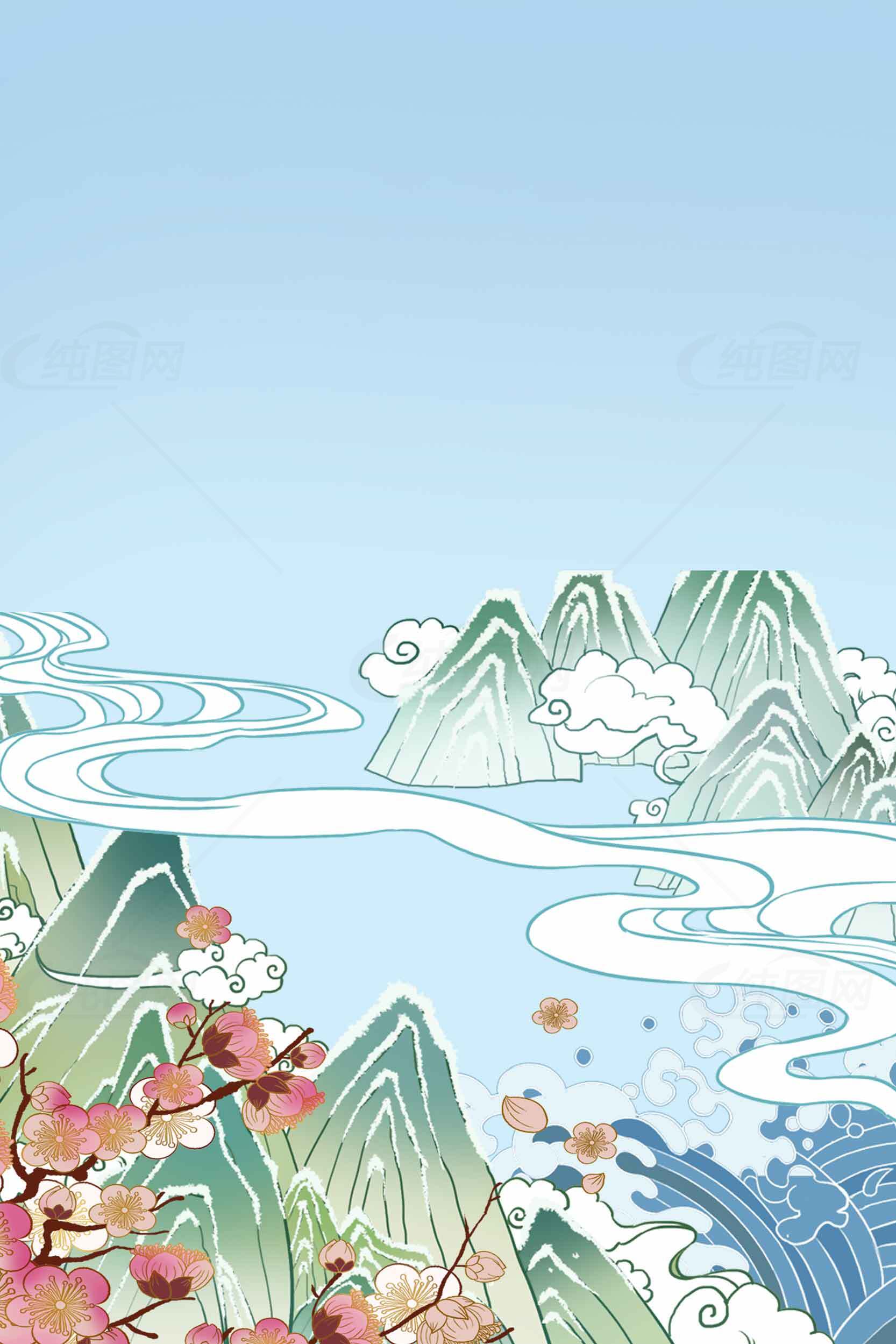 中国风山水画背景高清图片下载素材