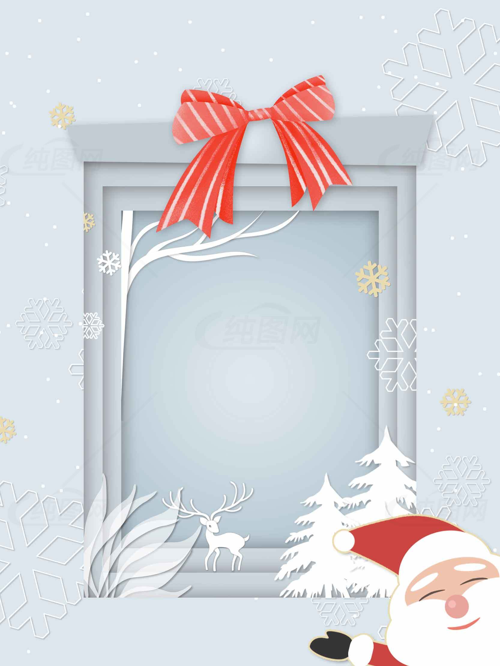 圣诞节冬季窗户装饰设计图片素材