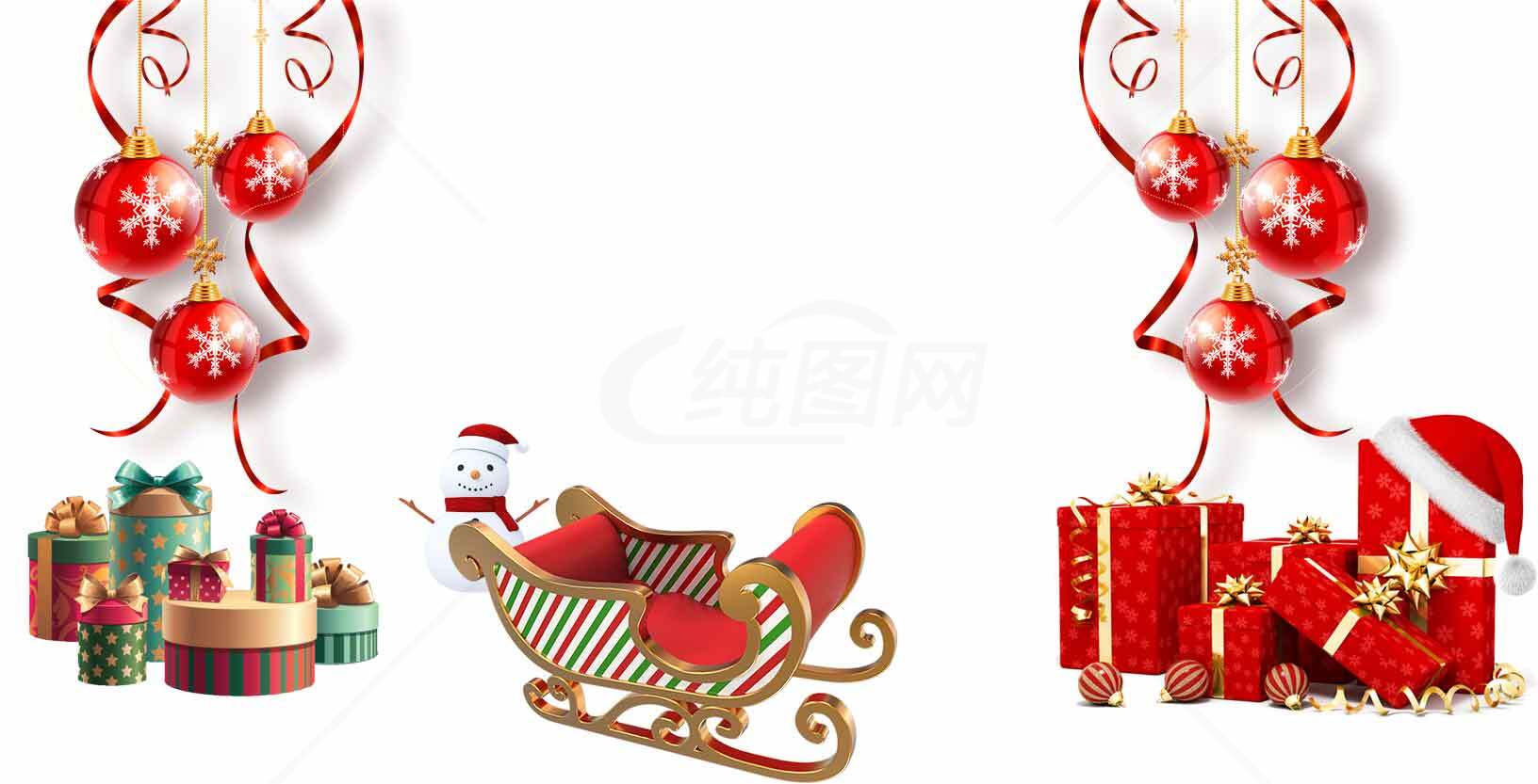 圣诞节礼物与雪橇装饰图片素材
