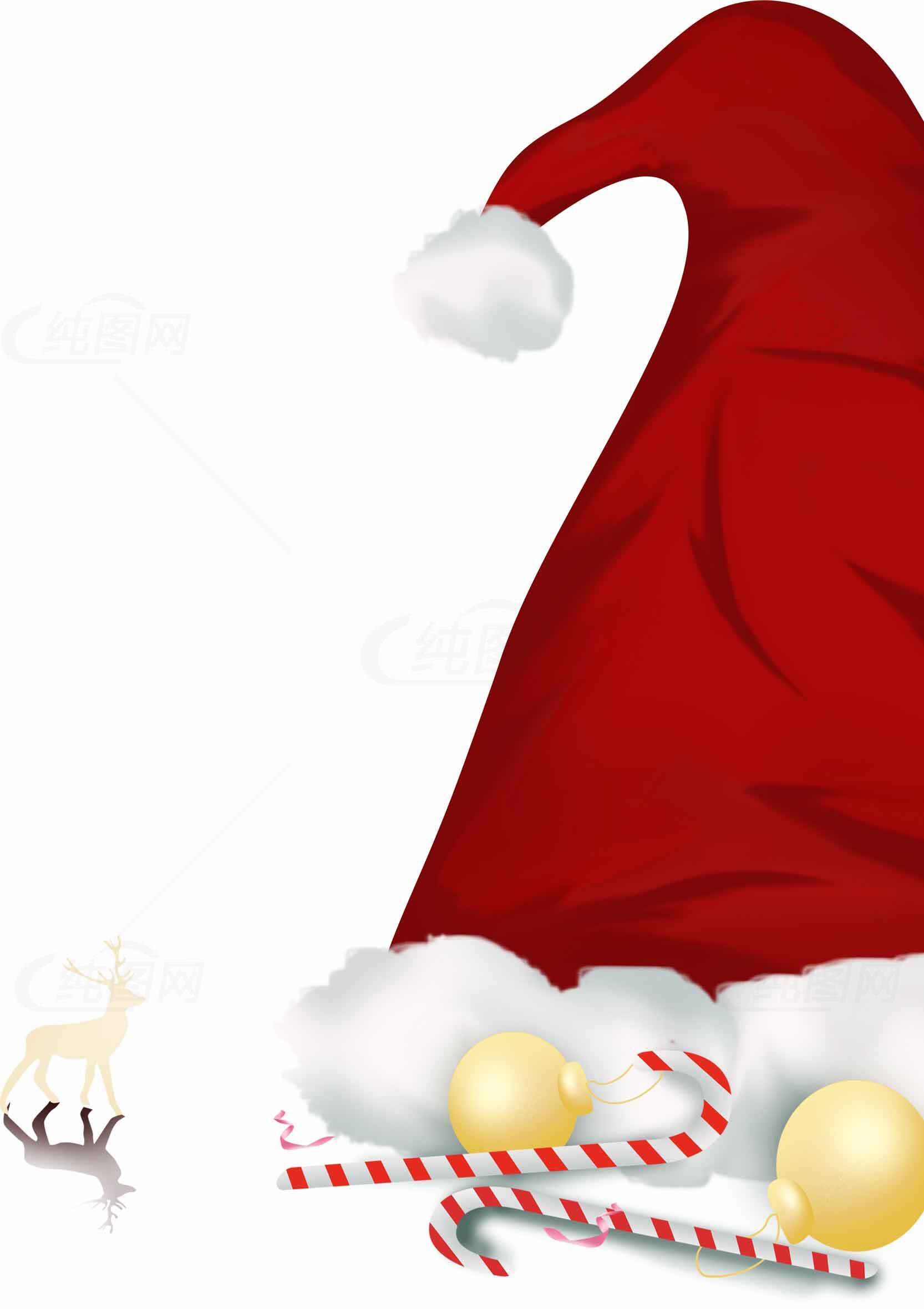圣诞节红色圣诞帽与节日装饰图片素材