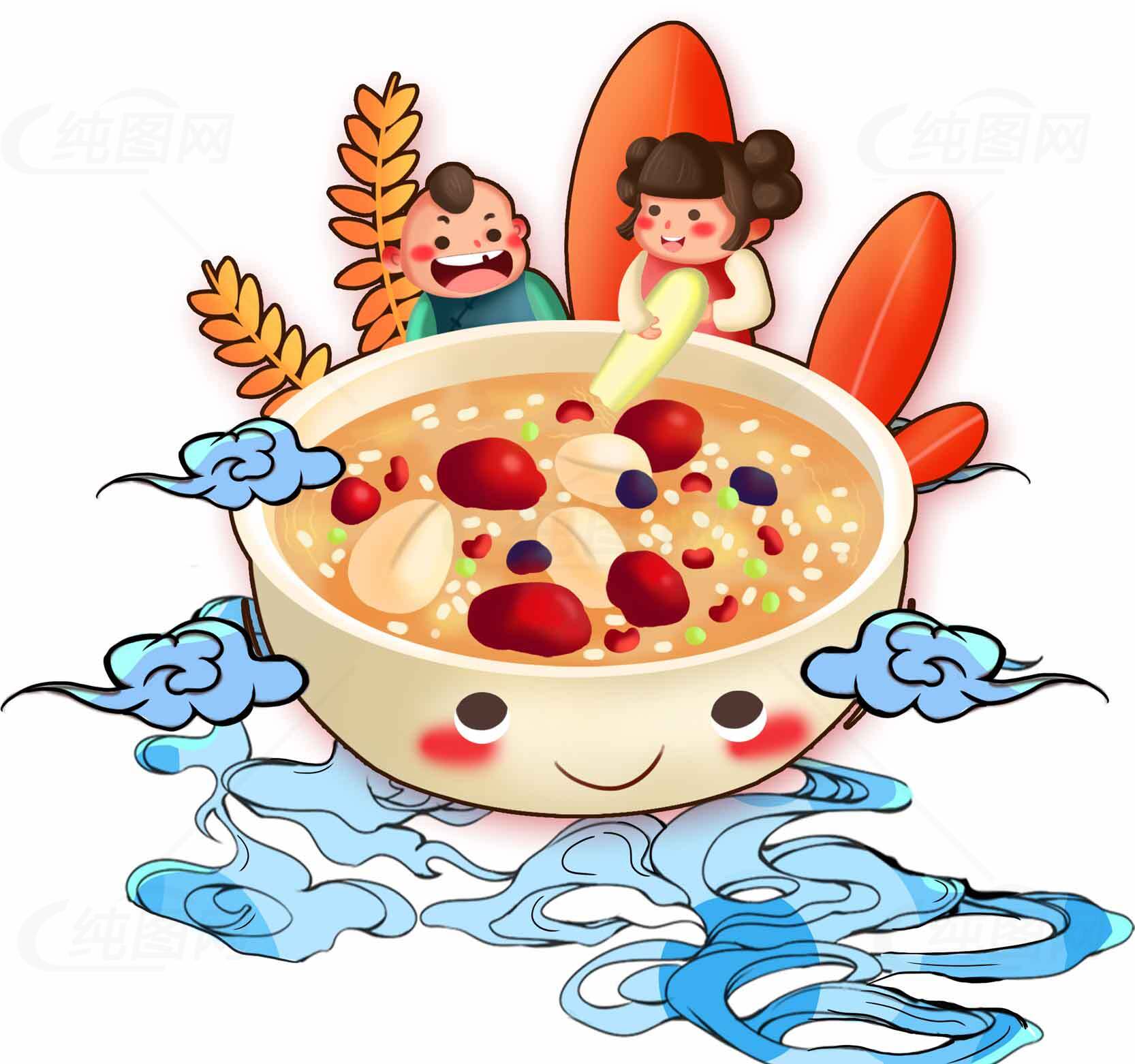 腊八节美食插画设计：创意腊八粥图案素材