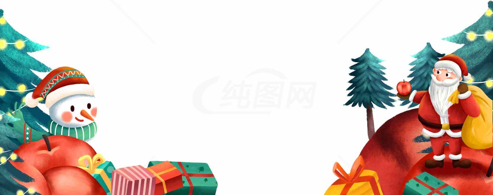 圣诞节雪人和圣诞老人背景图片素材