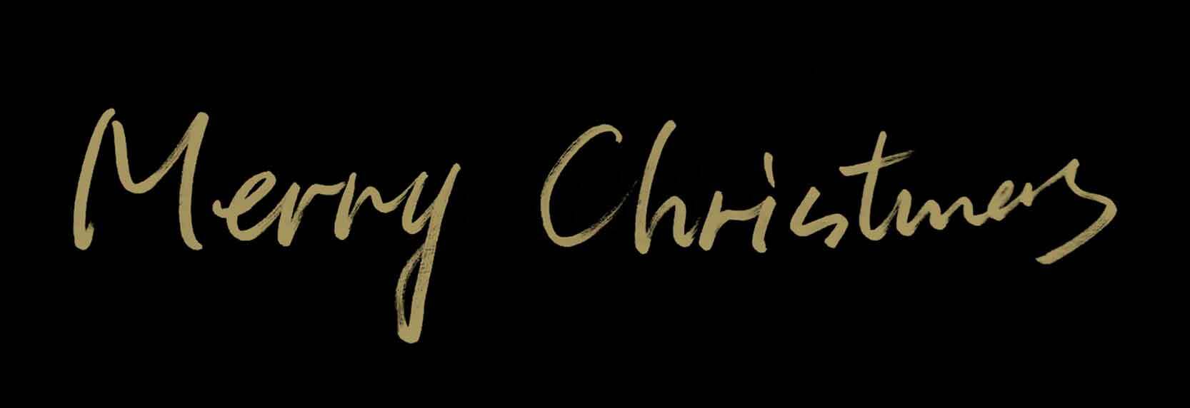 Merry Christmas金色手写字体黑色背景图片素材
