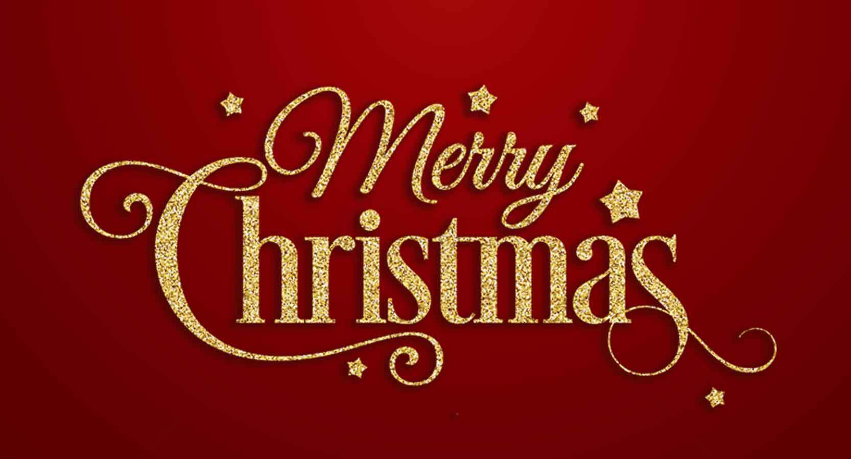 Merry Christmas红色背景金色字体节日设计图片素材