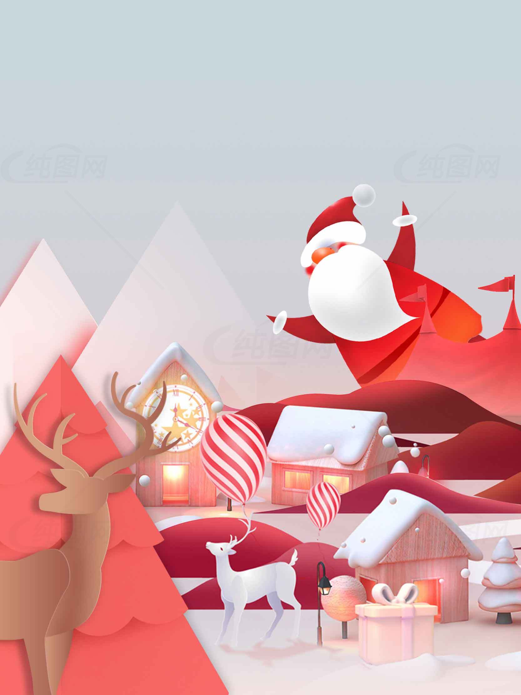 圣诞节红色主题插画设计素材