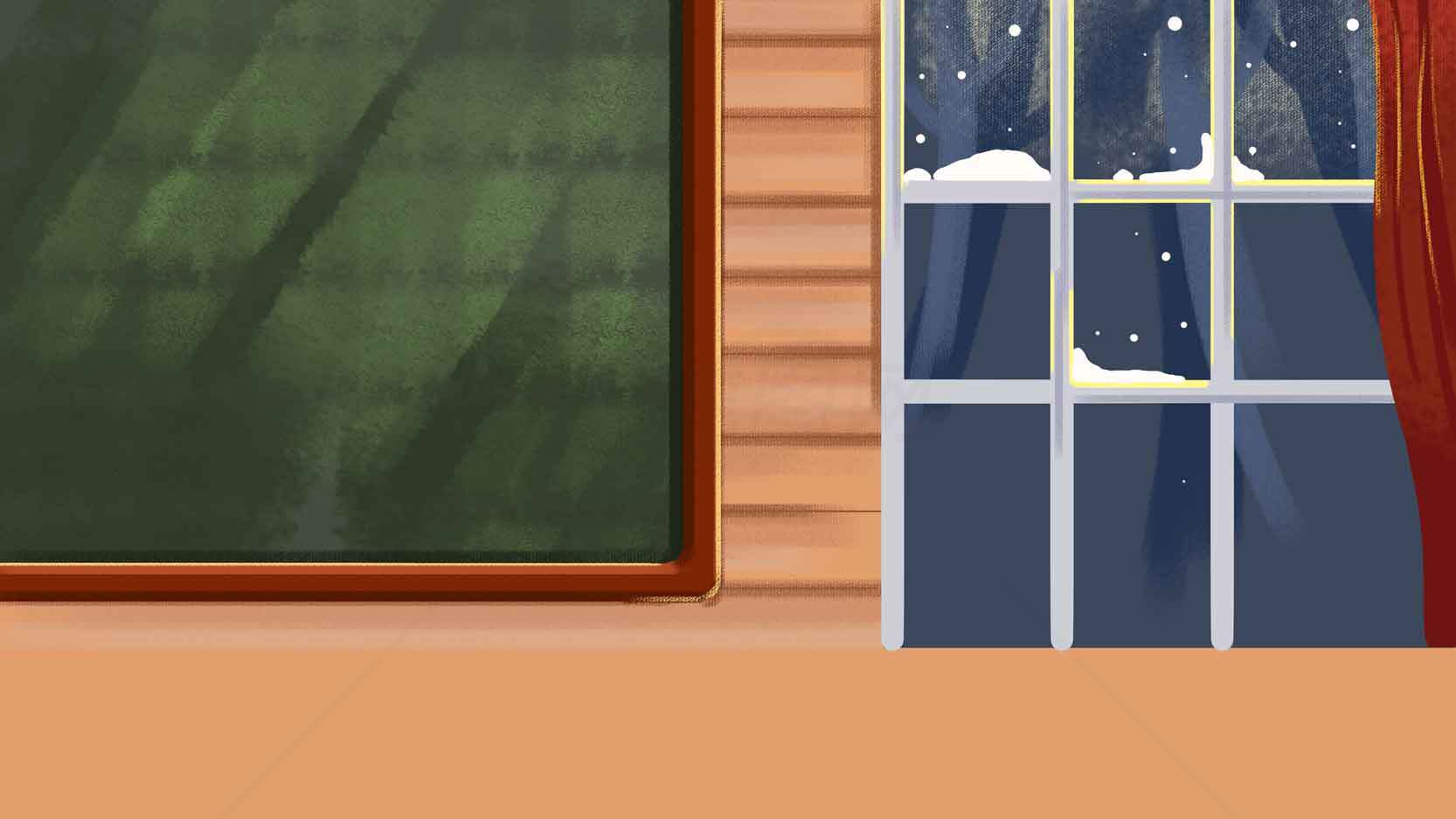 冬季窗边温馨室内场景插画素材