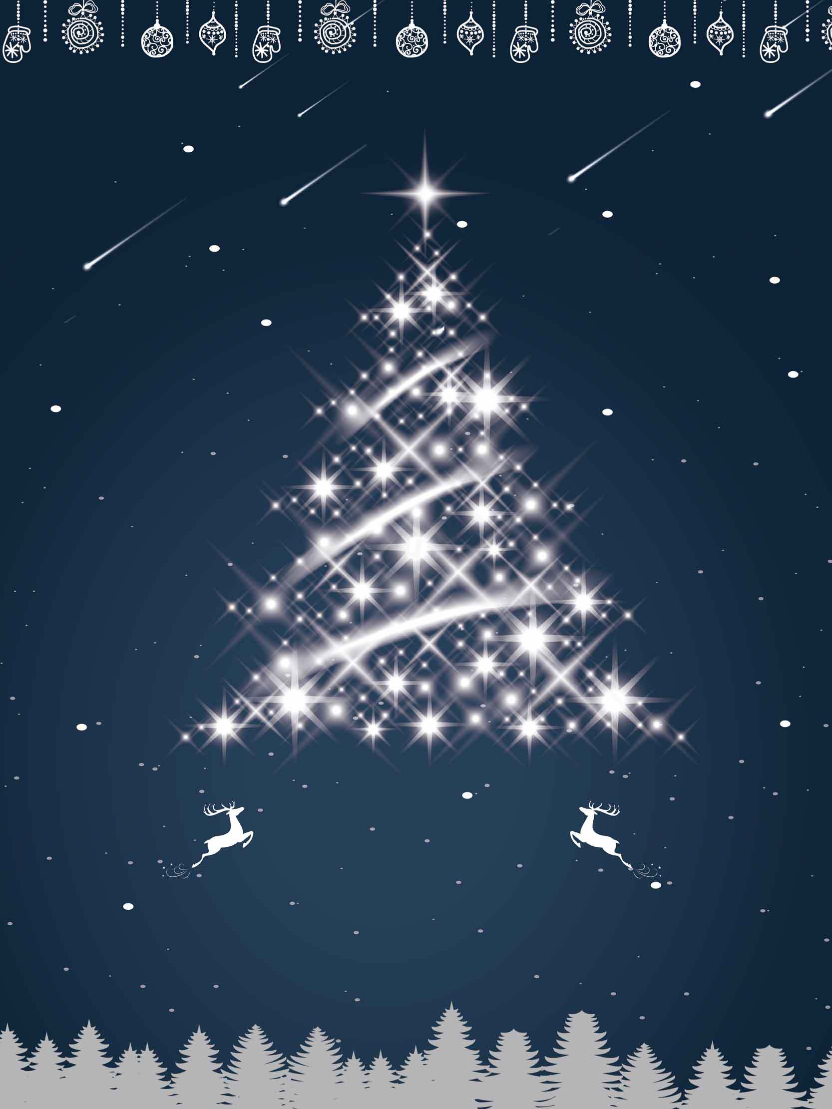 圣诞节夜空中的闪亮圣诞树图片素材