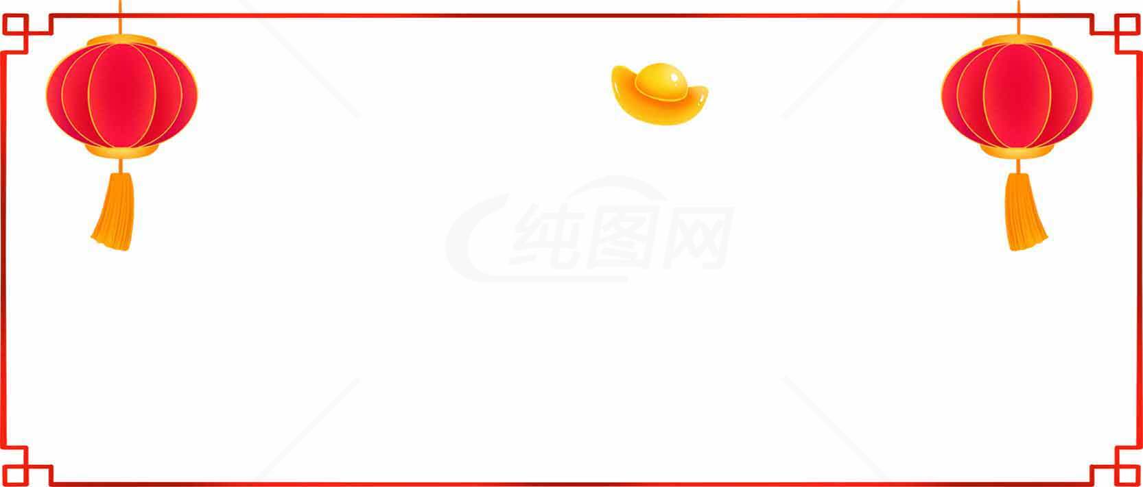 春节红灯笼与金元宝背景图片素材