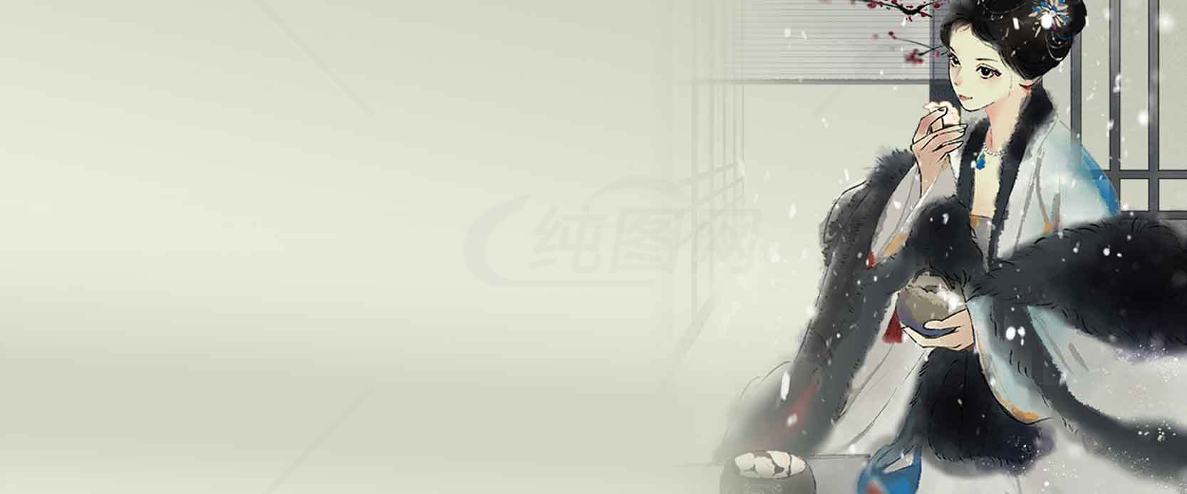 古风水墨仕女图唯美意境壁纸素材