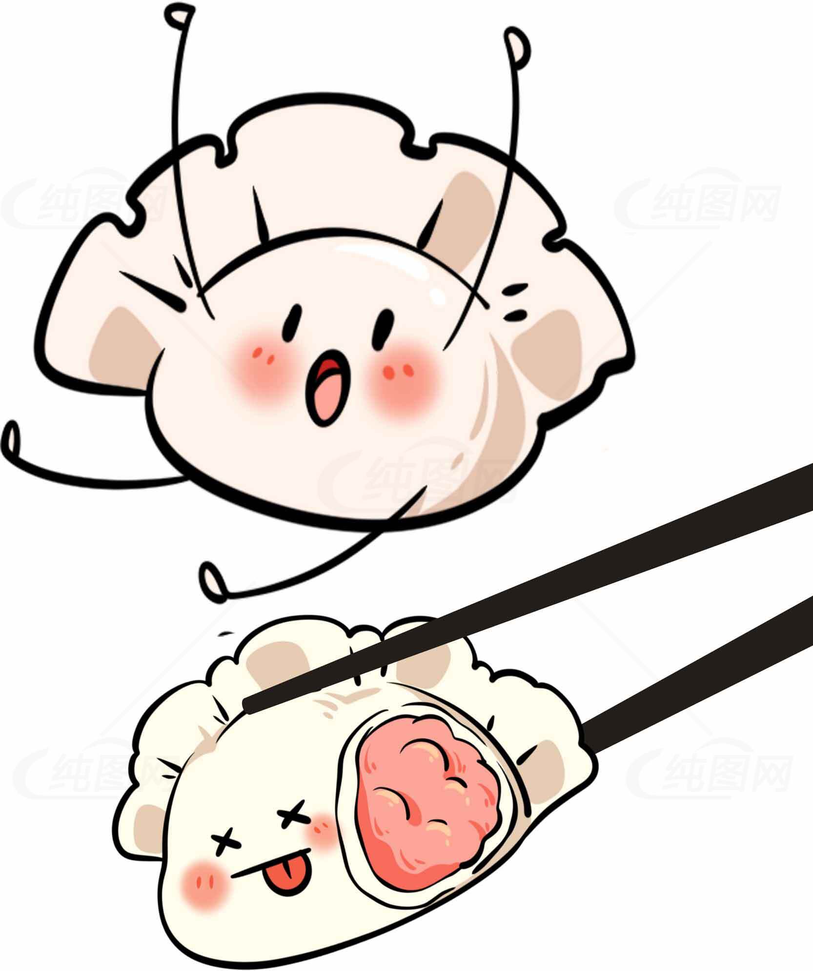 可爱卡通饺子插画：创意美食艺术设计素材