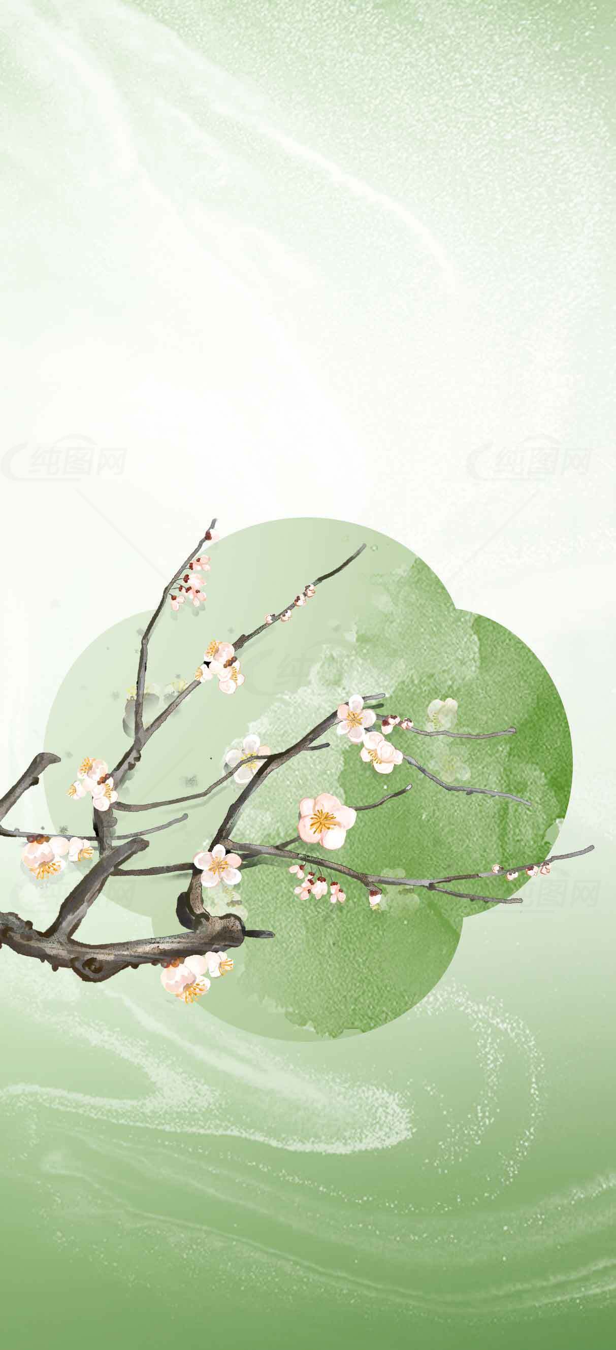 中国风水墨风格梅花背景图片素材