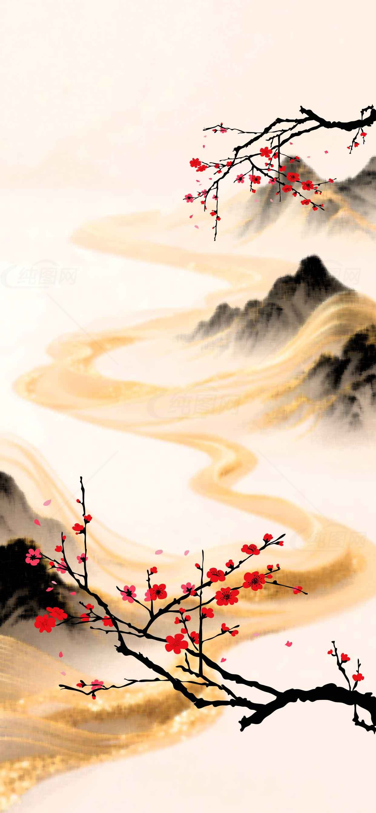 国风山水画意境唯美壁纸素材