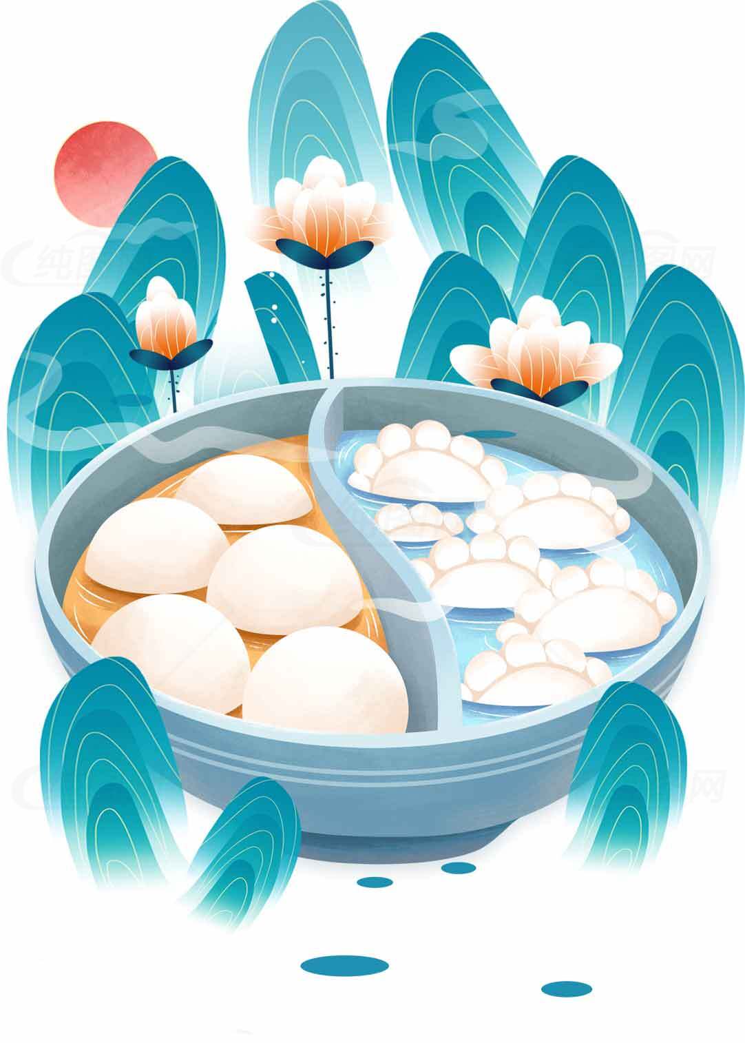 创意汤圆插画设计：传统美食与现代艺术的完美结合素材