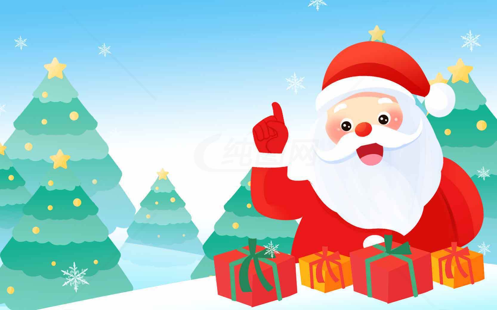 圣诞老人送礼物插画图片素材