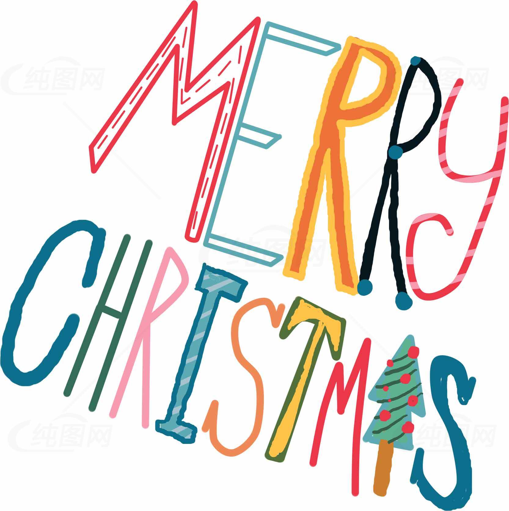 Merry Christmas手绘风格节日设计图片素材