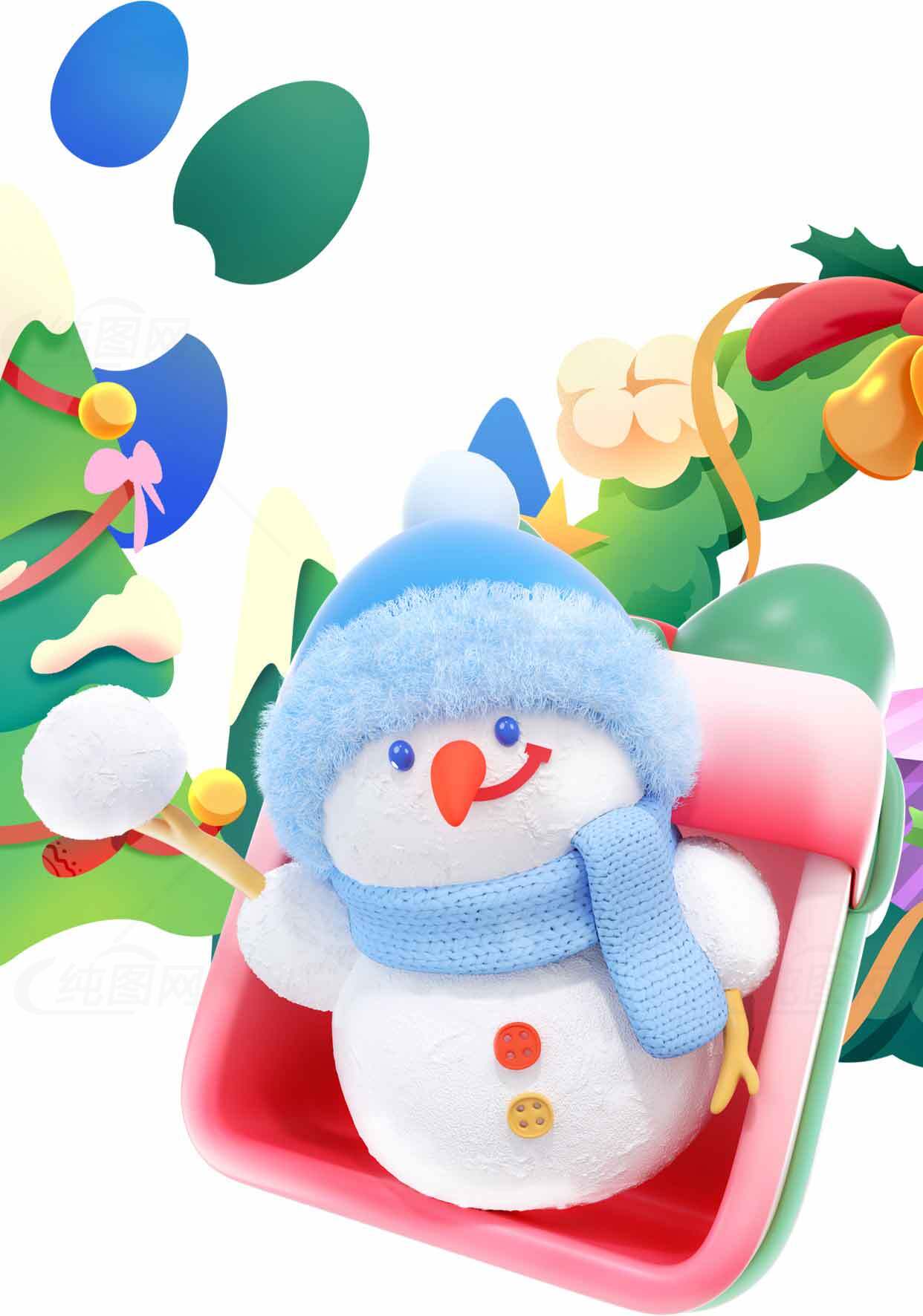 可爱雪人圣诞装饰图片SEO标题素材
