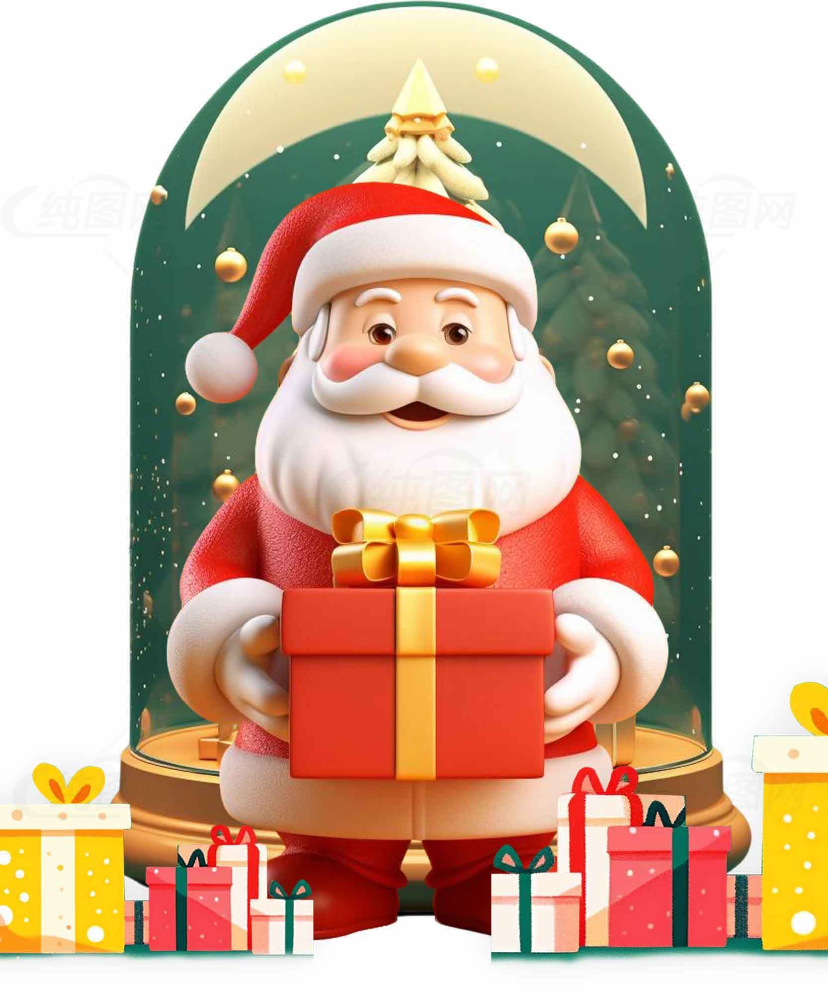 圣诞老人手持礼物图片-节日氛围浓厚的圣诞主题设计素材