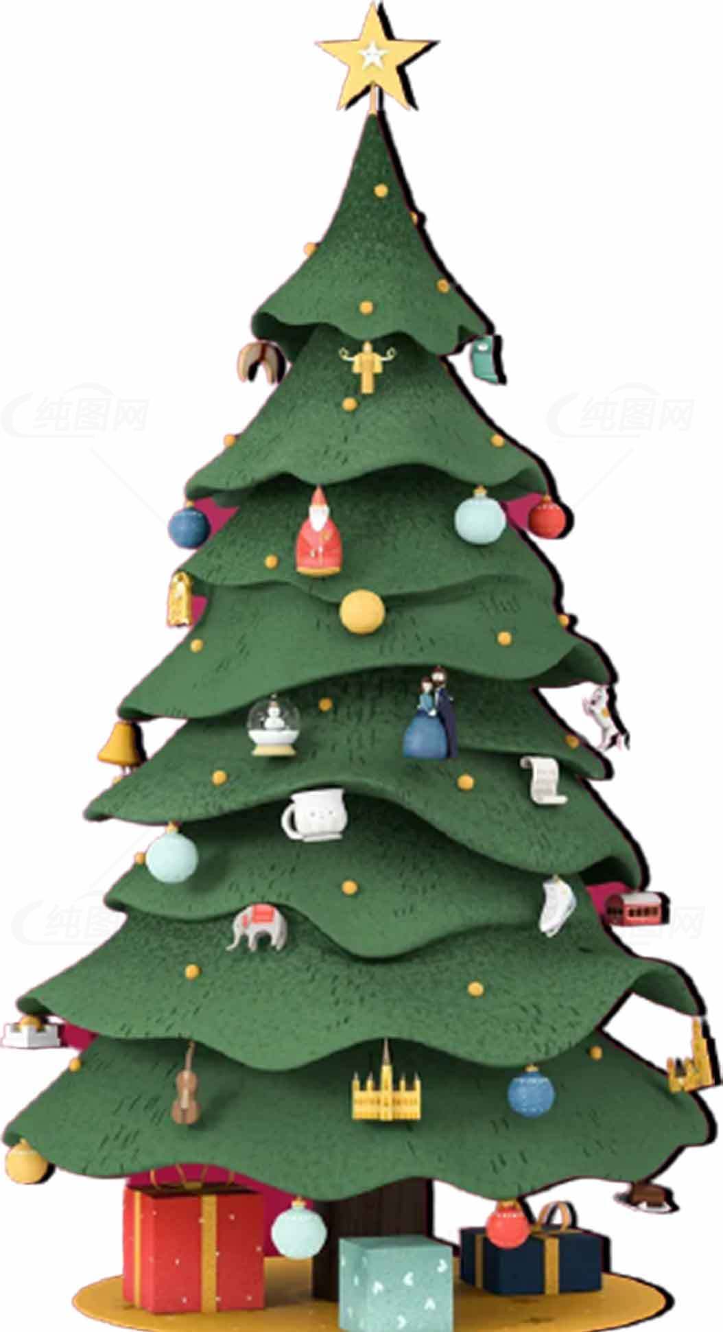 圣诞树装饰图片：节日气氛与礼物点缀素材