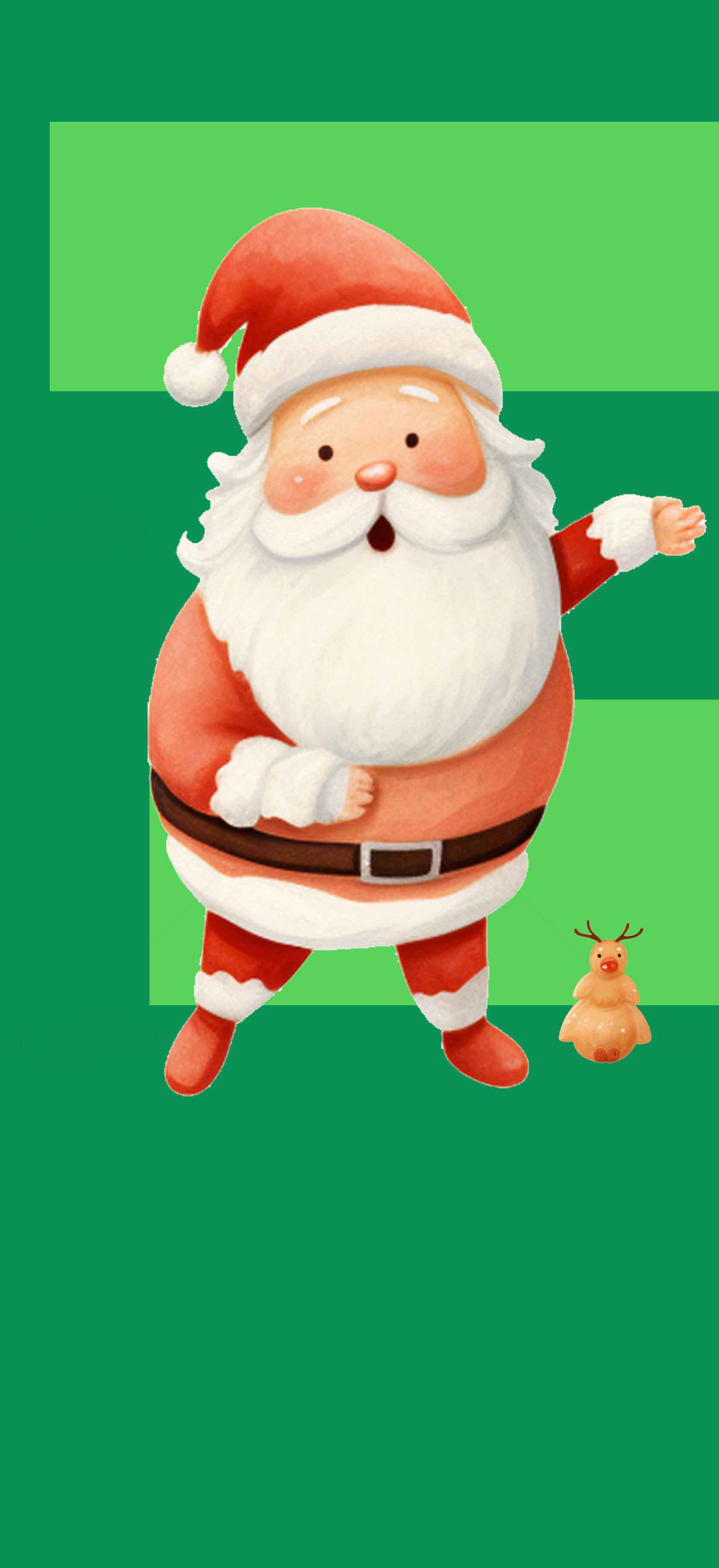 圣诞老人和驯鹿的可爱插画图片素材