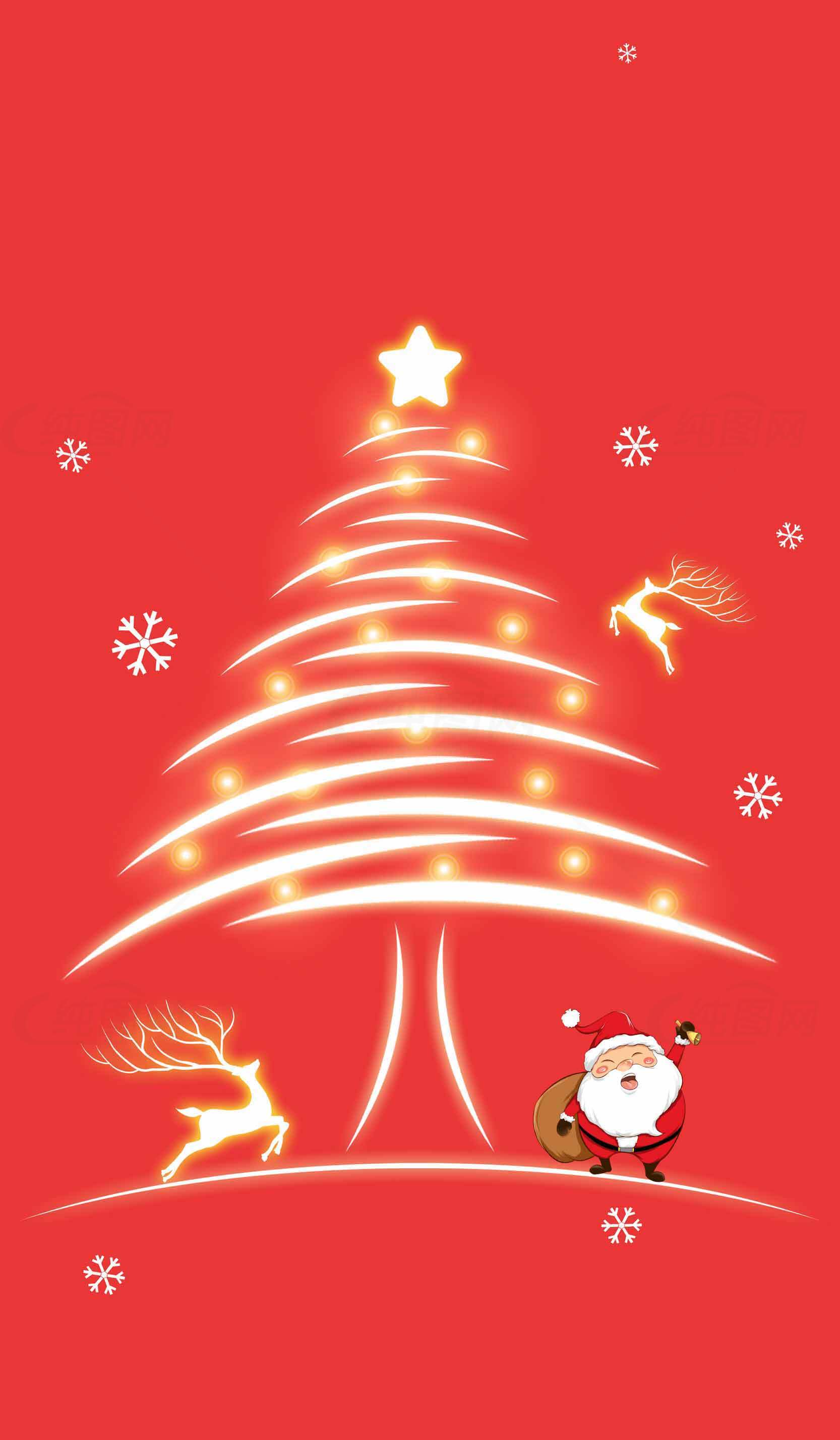 圣诞节红色背景创意圣诞树图片素材