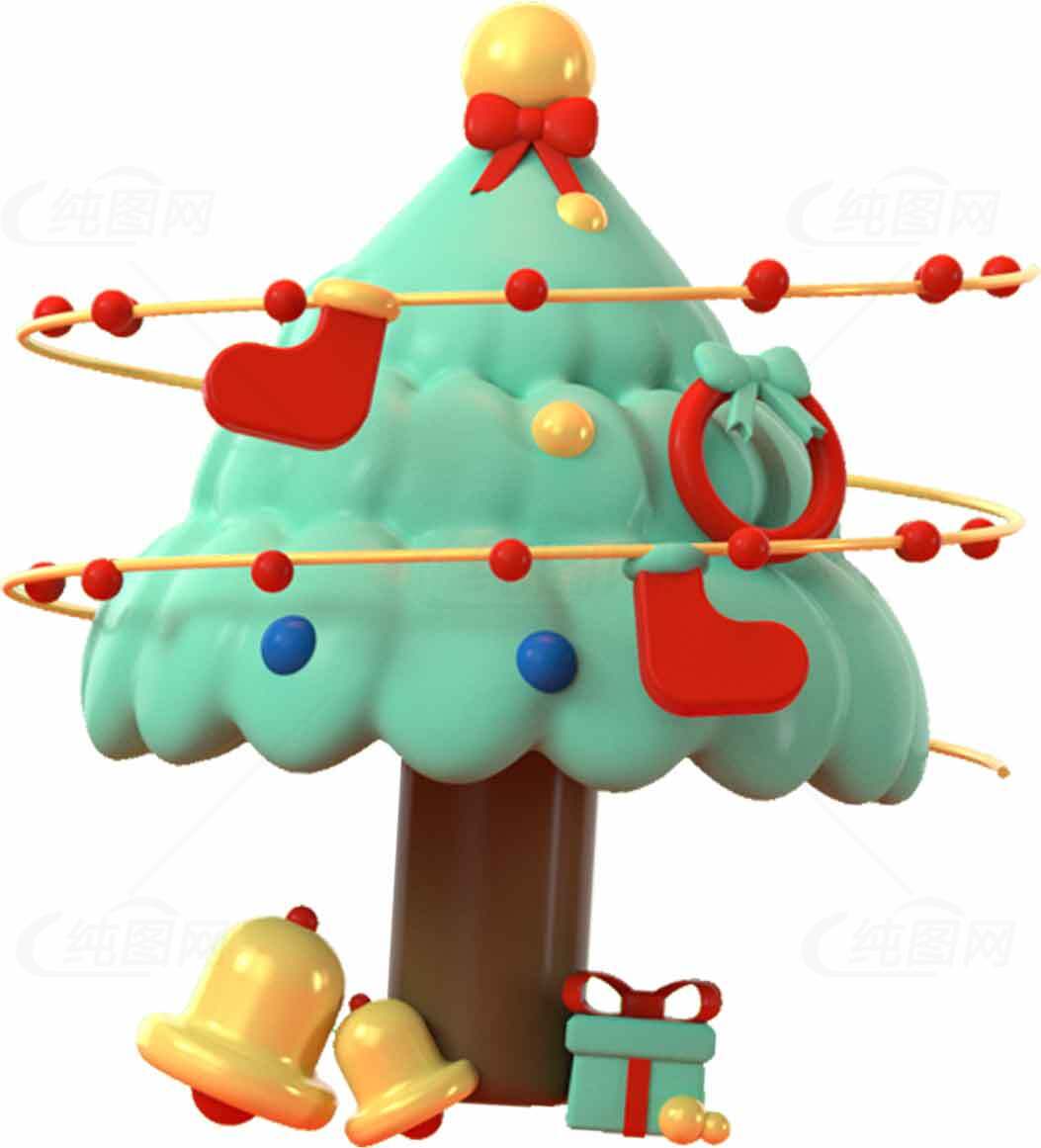 圣诞节卡通风格装饰树图片素材
