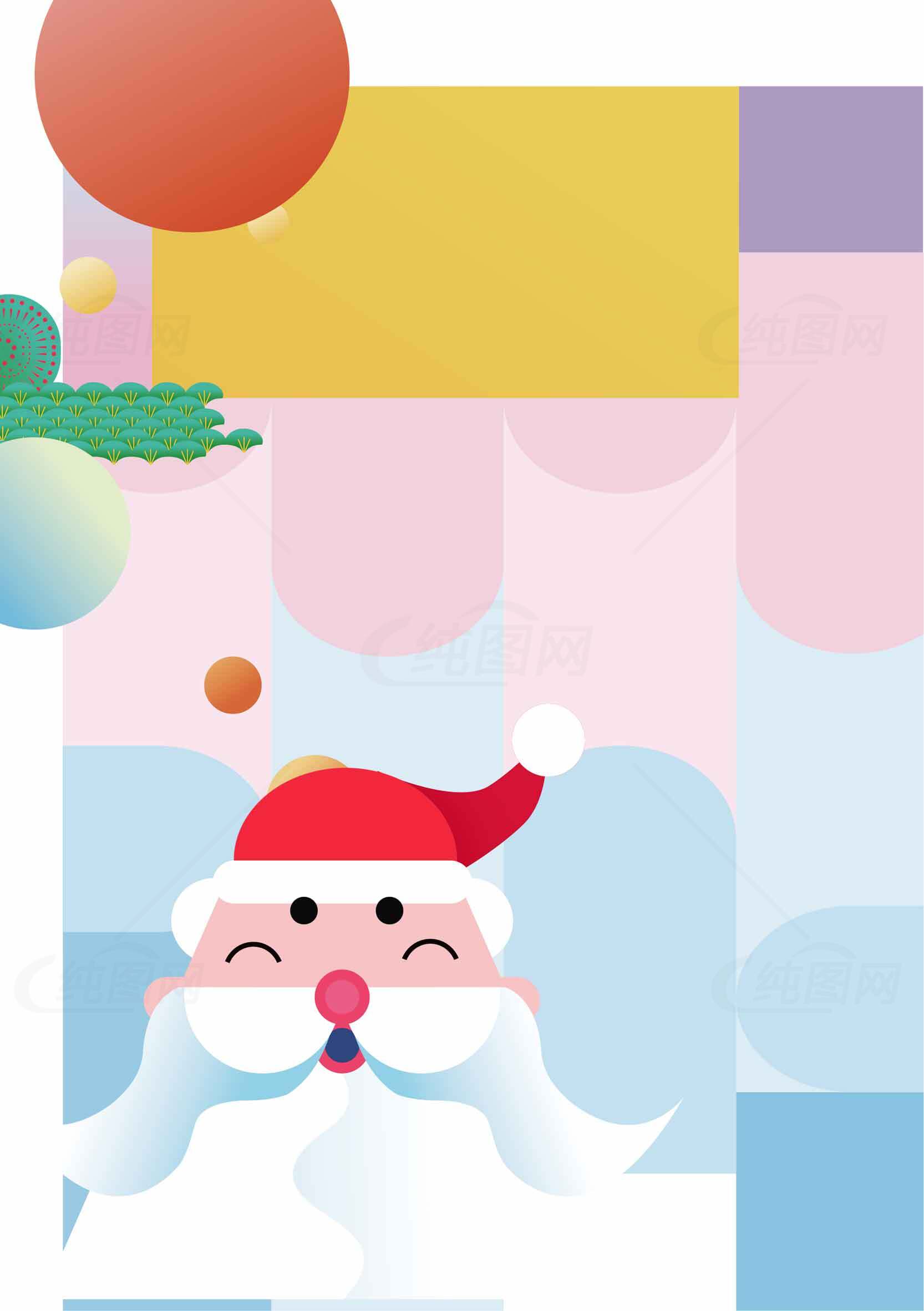 圣诞老人卡通插画设计 | 节日创意背景素材