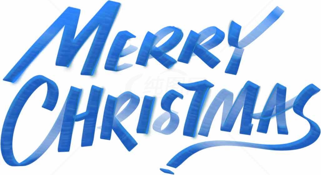 蓝色手写风格圣诞节祝福图片素材