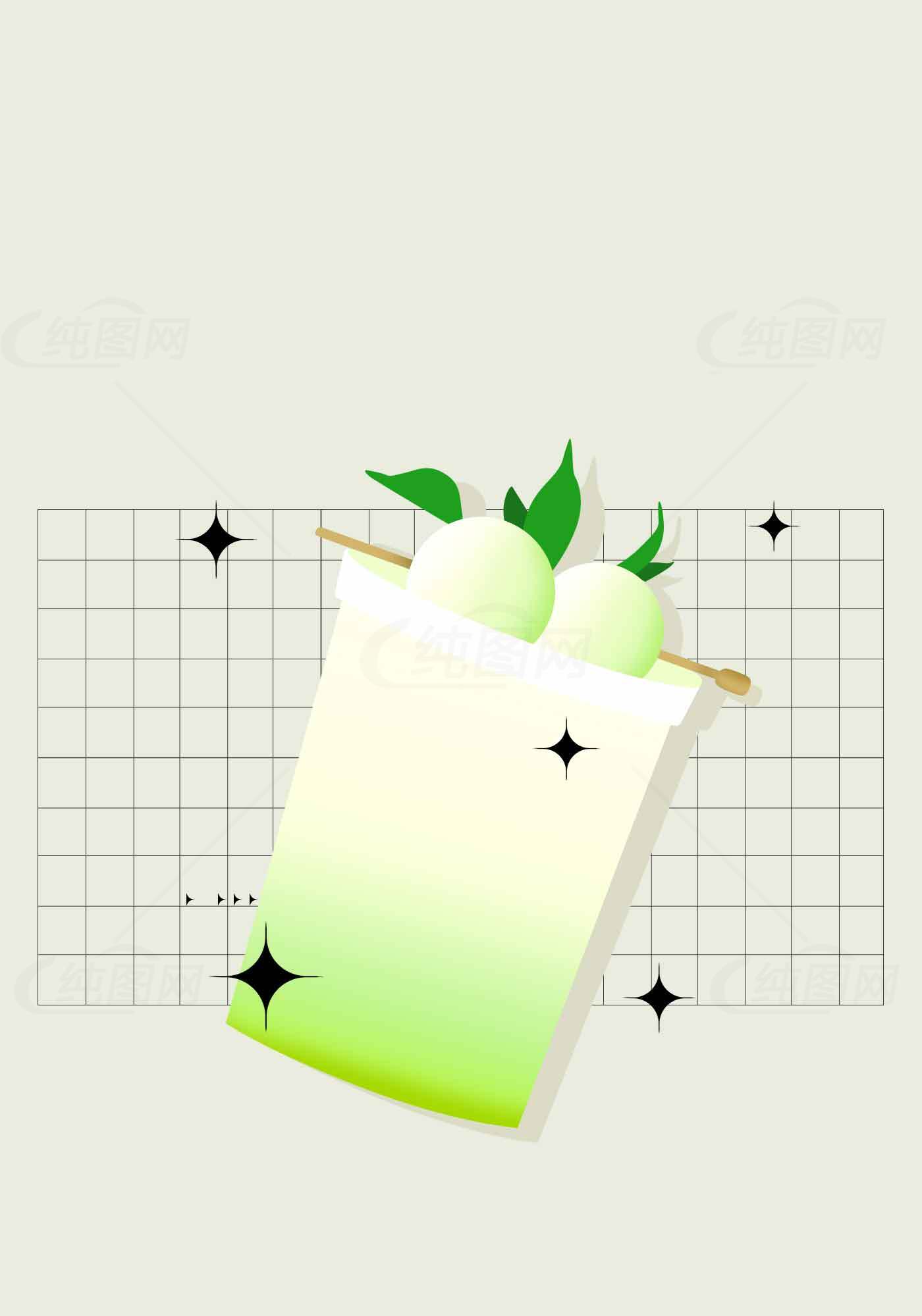 清新绿色果饮插画设计素材