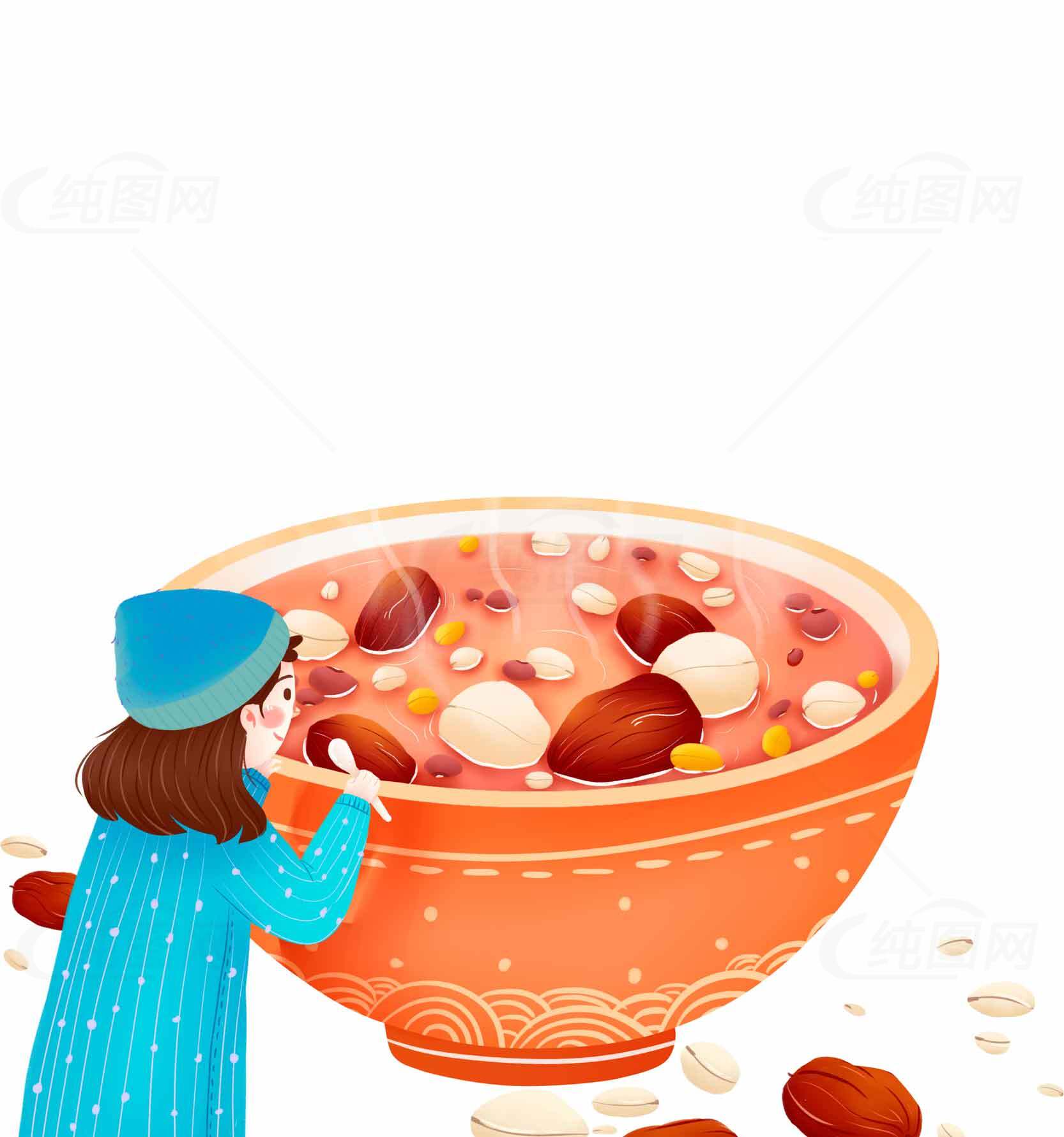 冬至传统美食：红豆八宝粥插画素材