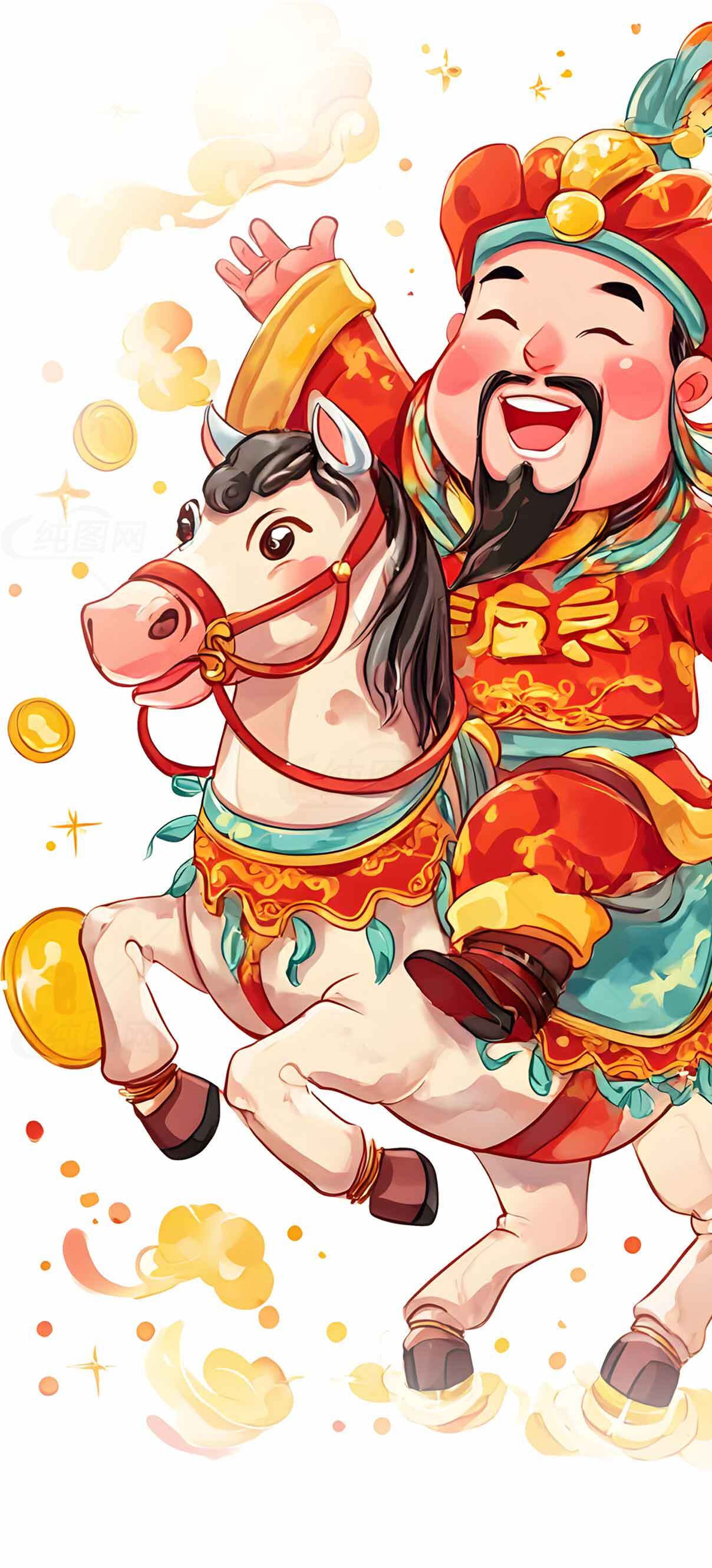 中国传统骑马庆祝插画设计素材