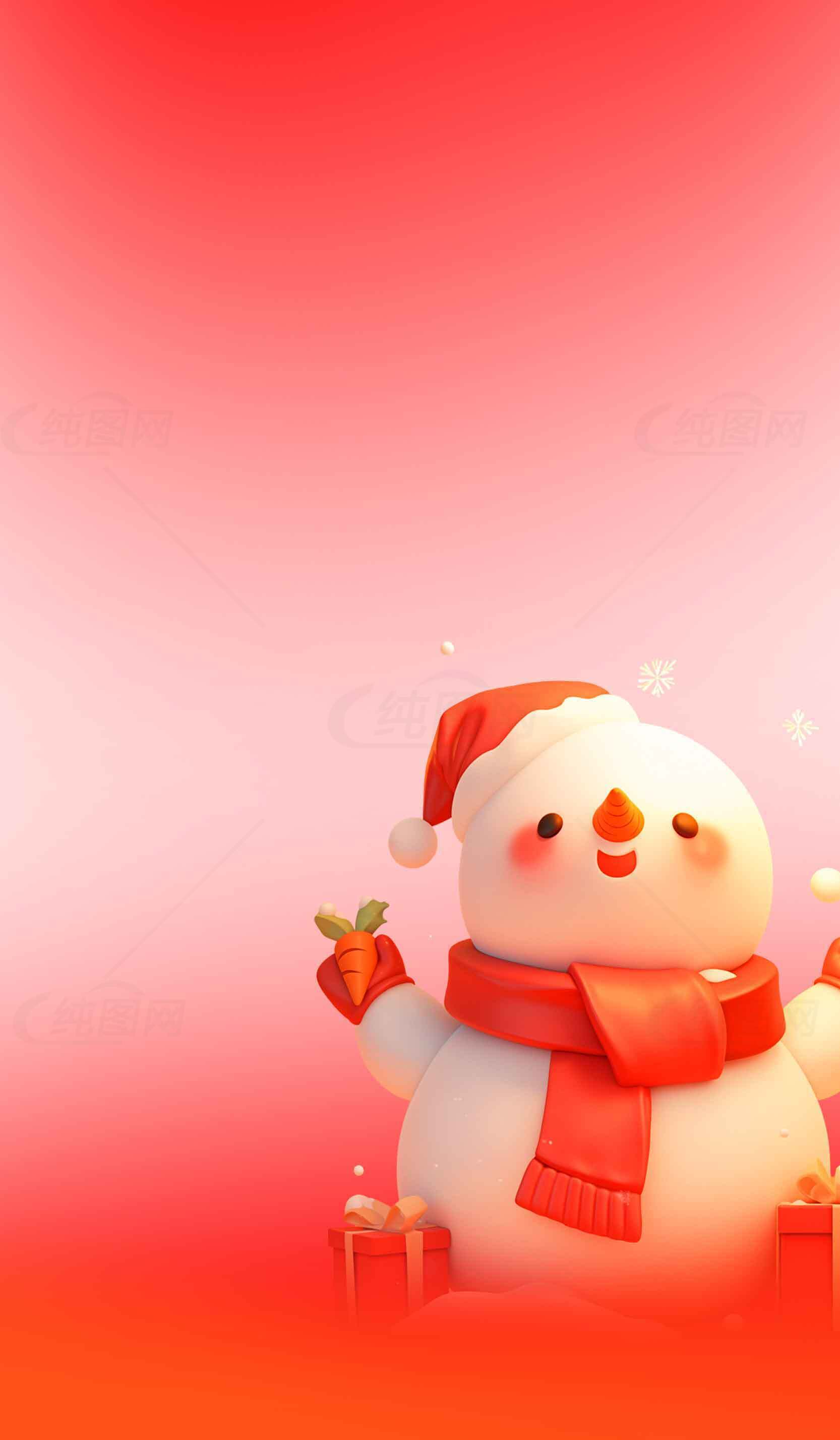 可爱圣诞雪人插画背景图片素材