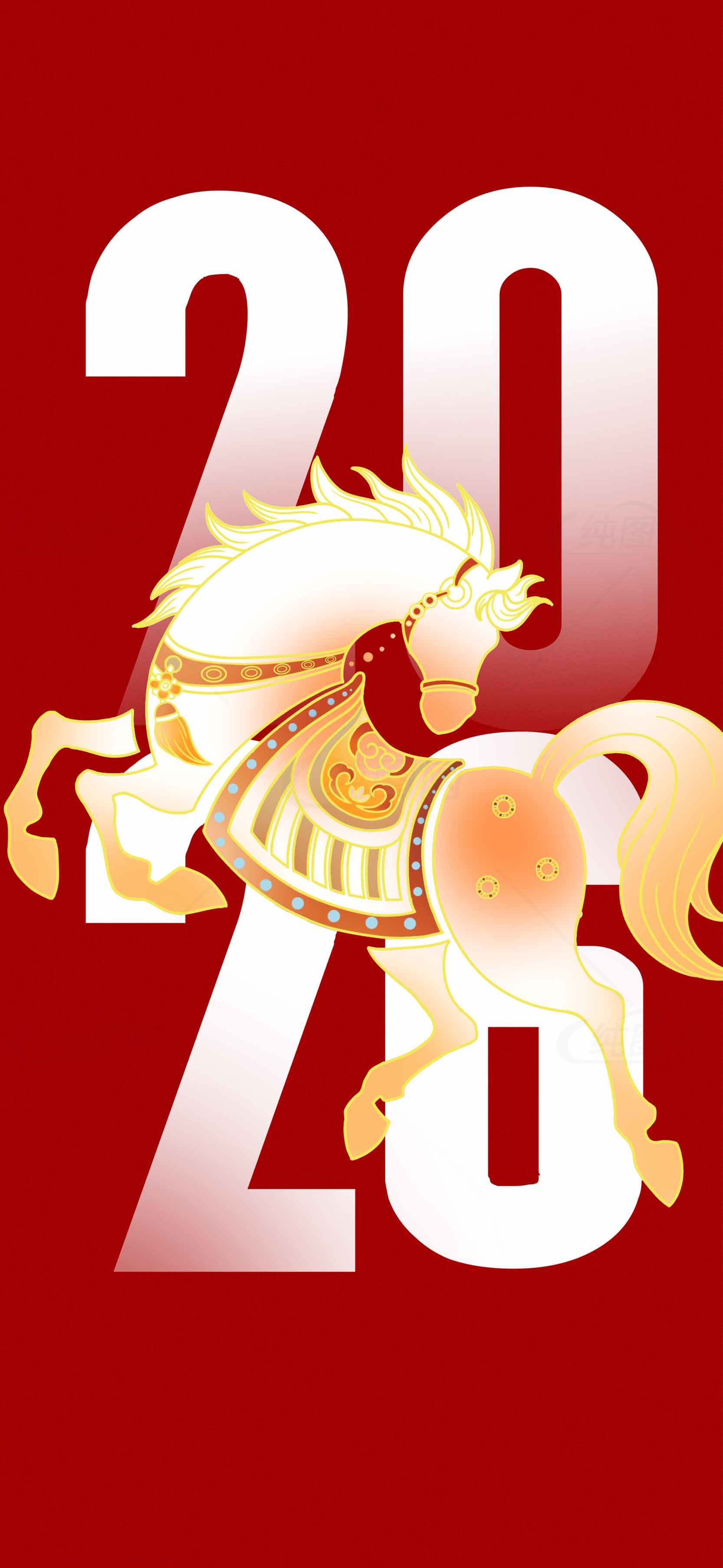 2026年红色背景金马新年主题图片素材