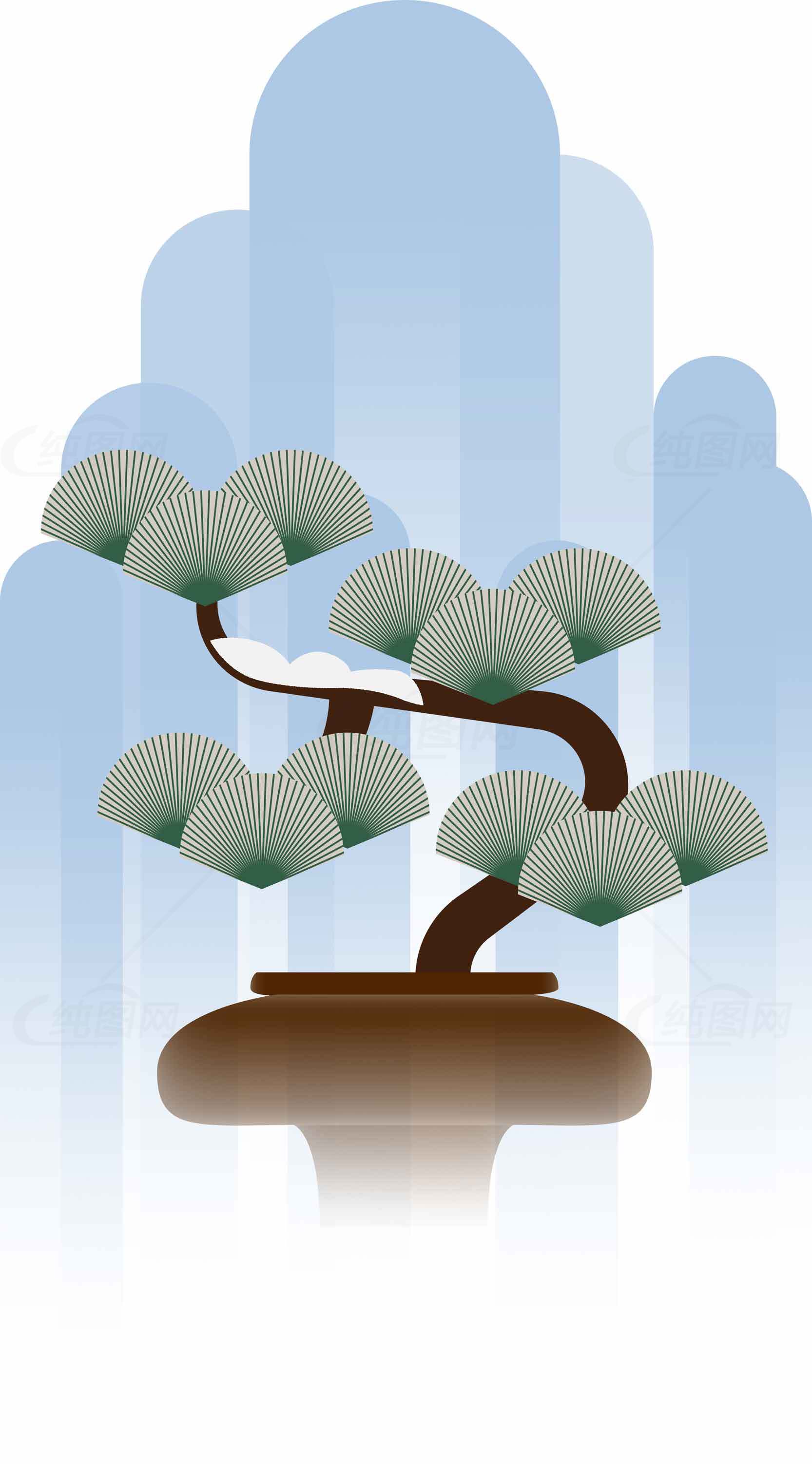 优雅的盆景插画设计：自然与艺术的完美结合素材