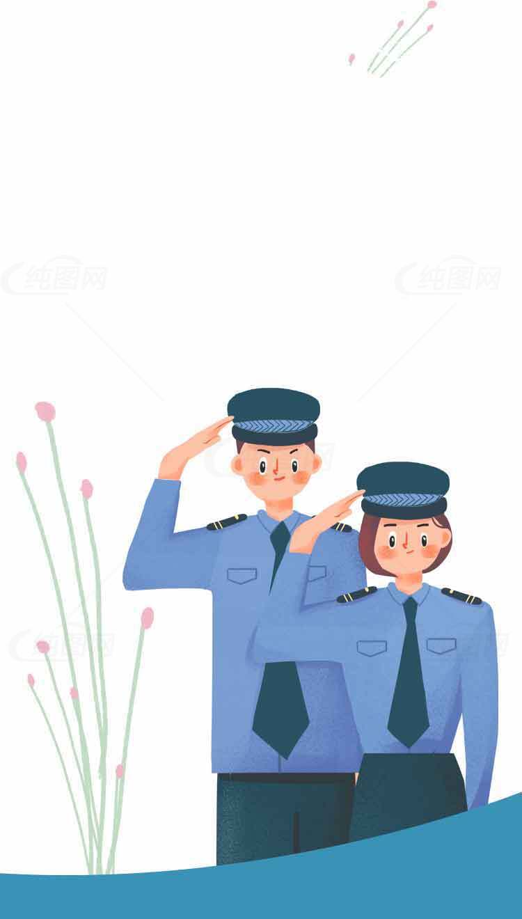 敬礼的警察插画图片素材
