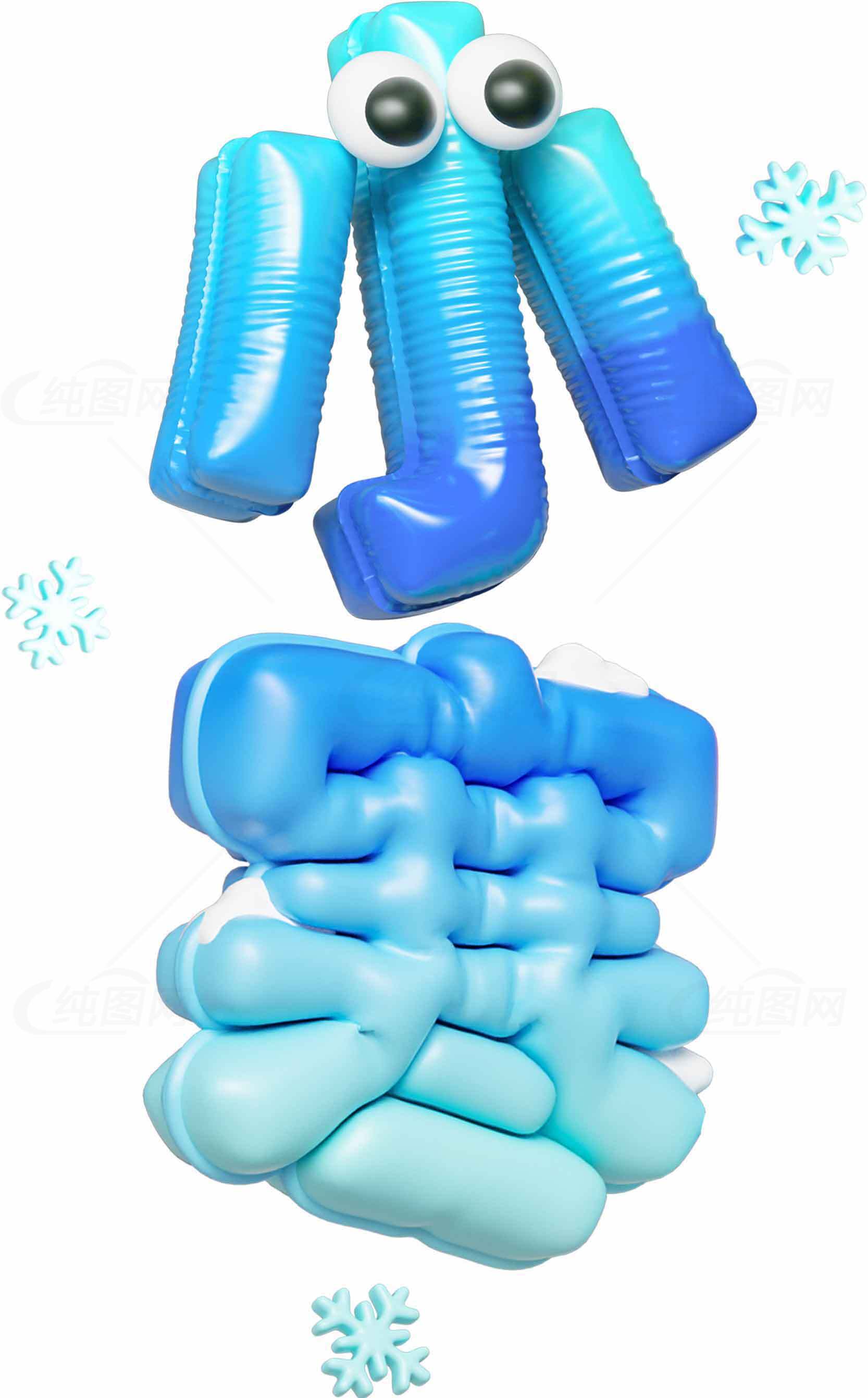 小寒节气蓝色气球艺术设计素材