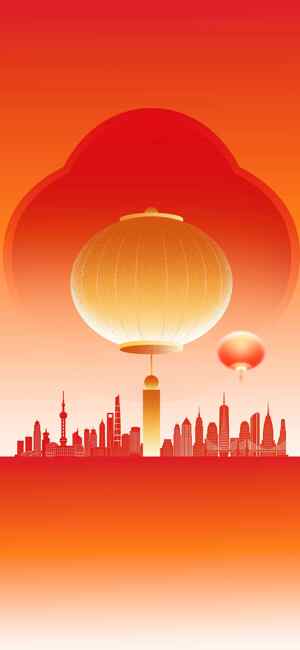 中国城市剪影与灯笼背景设计