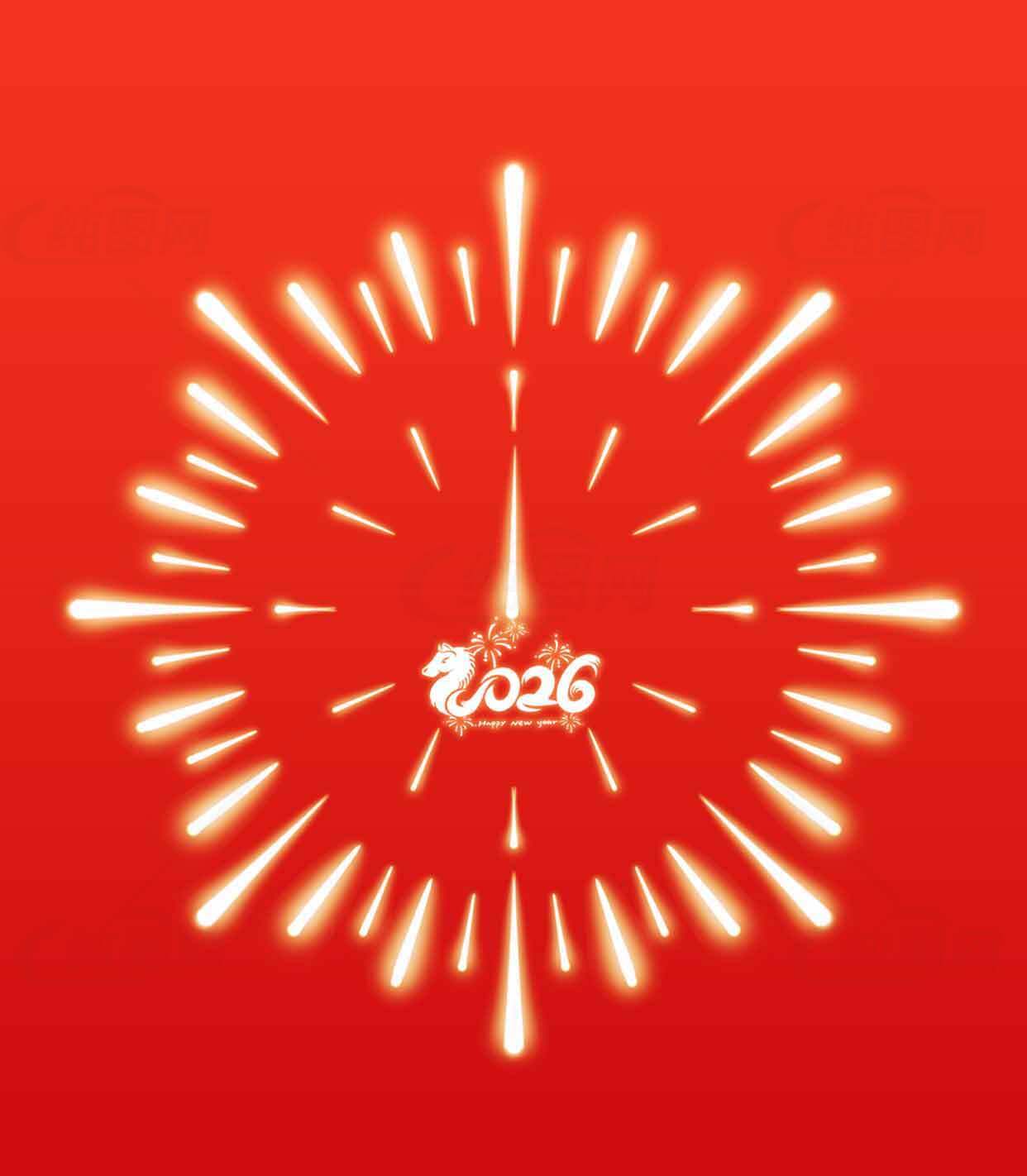 2026新年倒计时红色背景图片素材